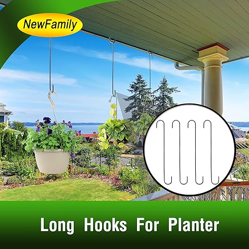 Miniatura 5 de Paquete de 5 ganchos en S extra grandes de 14 pulgadas, color negro, resistentes, ganchos largos en S para plantas colgantes, ganchos para comedero