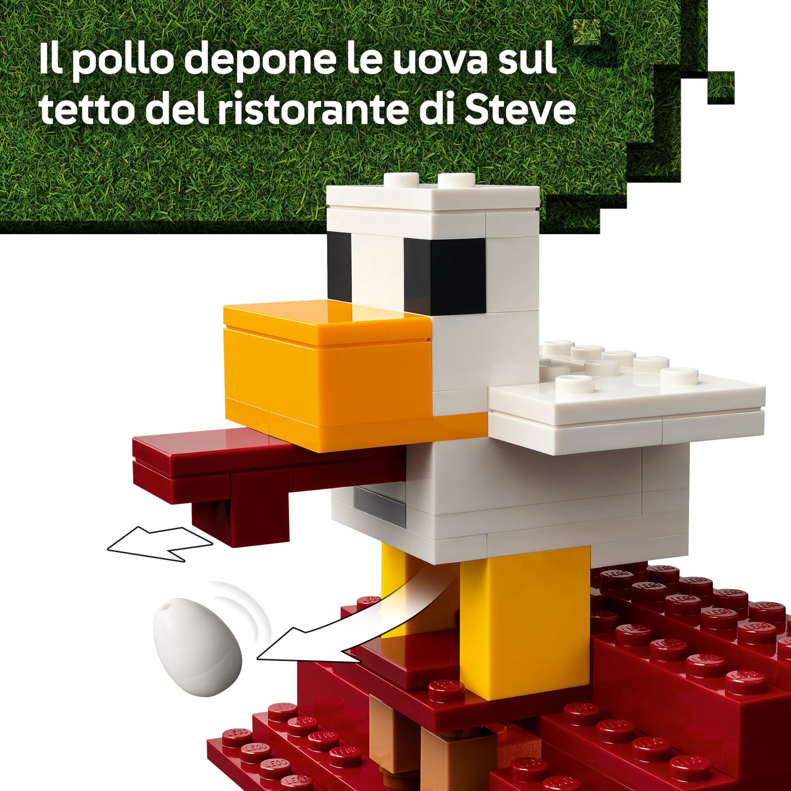 LEGO Minecraft Attacco al Villaggio del Ghast-Pallone - Giocattolo con Casa di Steve, 4 Minifigure, Golem di Ferro e Funzione Fontana Esplosiva - Regalo per Gamer, Bambini e Bambine da 10 Anni - 21273