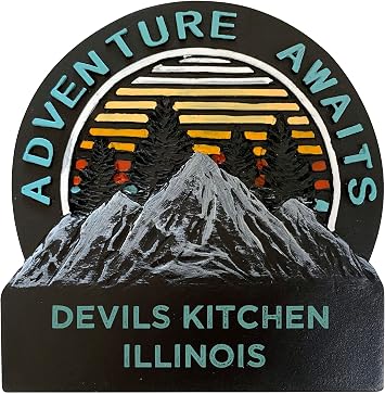 Devils Kitchen Illinois Hand Painted Resin Refrigerator Magnet 3-Inch Approximately Adventure Awaits Design