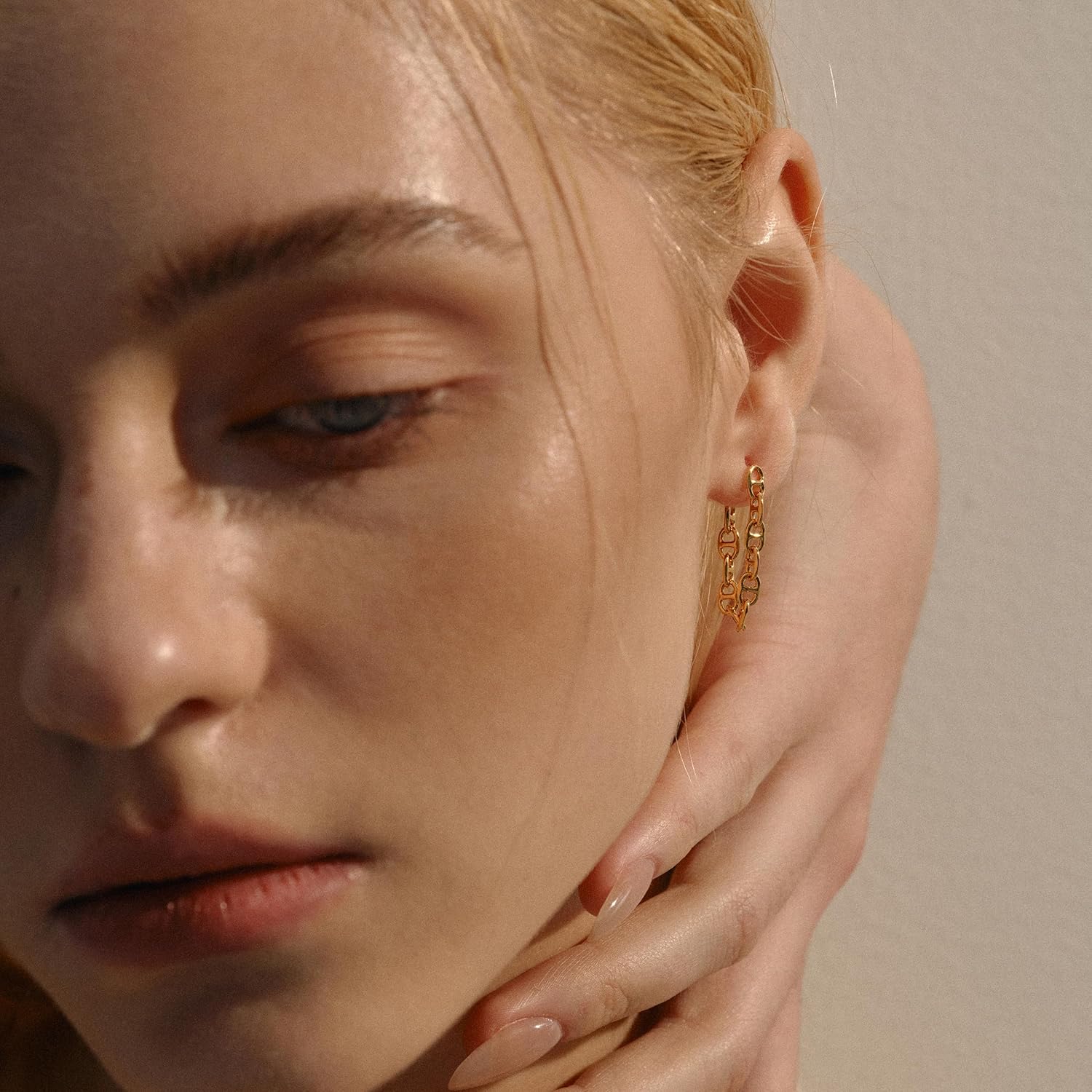 Gold Chain Earrings for Women, 18K Gold/Silver Plated Sterling Silver Posts Dangle Mariner Chain Earrings for Women Gold Studs Drop Earrings Earscapes Trendy Hypoallergenic Jewelry Gifts - Image 6