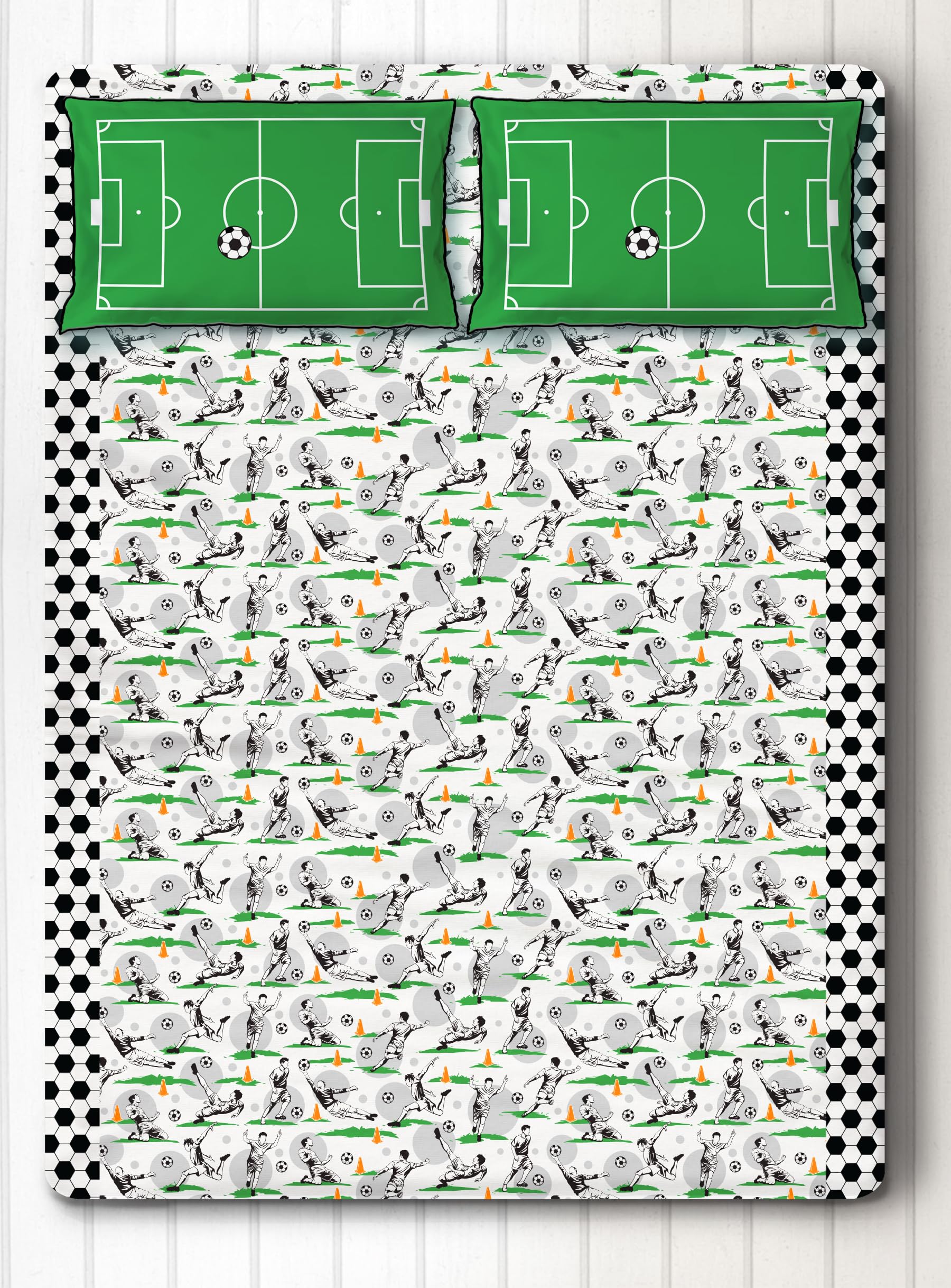Football Bedsheets for Kids - Green 250 TC -3