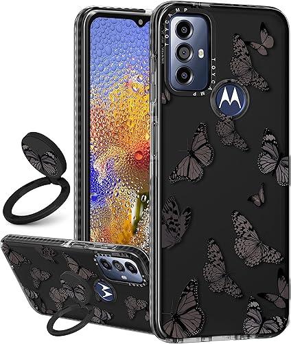Toycamp Funda de teléfono para Moto G PureG Power 2022G Play 2023 con soporte para anillo, bonita funda de insectos de dibujos animados de mariposa