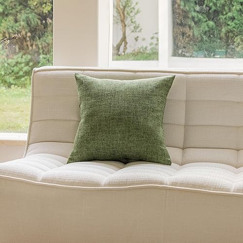 Miniatura 8 de Home Brilliant Juego de 4 fundas de almohada de lino de 18 x 18 pulgadas, fundas de almohada decorativas de granja, fundas de almohada cuadradas