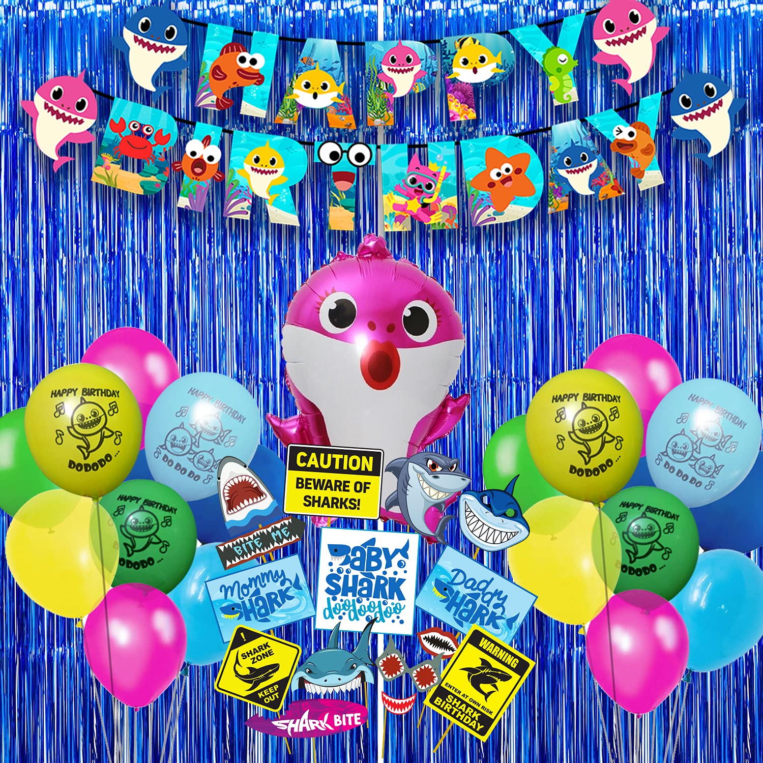 Buy Party Propz Baby Shark Theme Birthday Decorations Combo 37pcs Set
