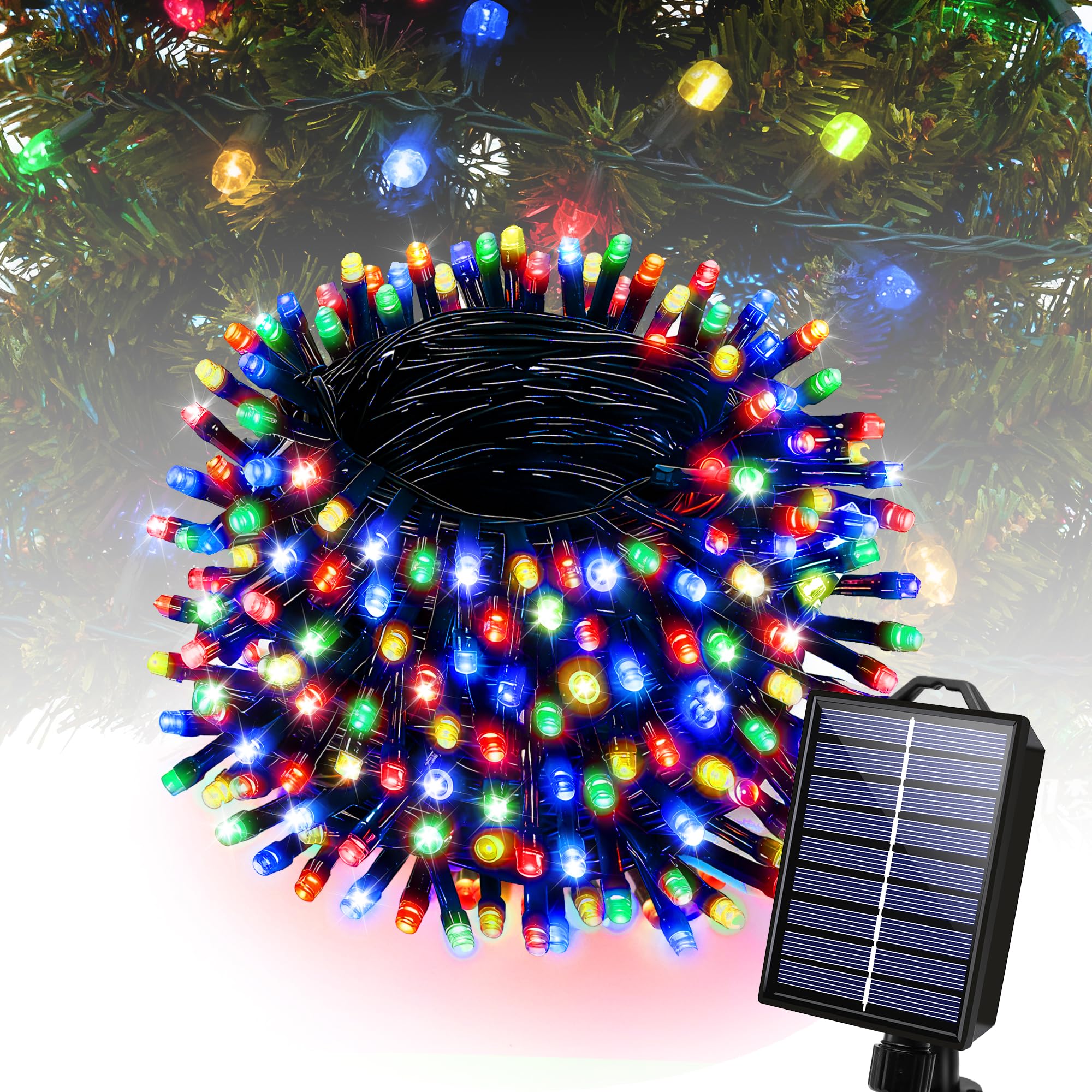 Luces solares de Navidad para exteriores, 72 pies, 200 luces LED solares con 8 modos, cadena de luces de Navidad impermeables para patio, jardín, fiesta, árbol, procha, decoración de Navidad