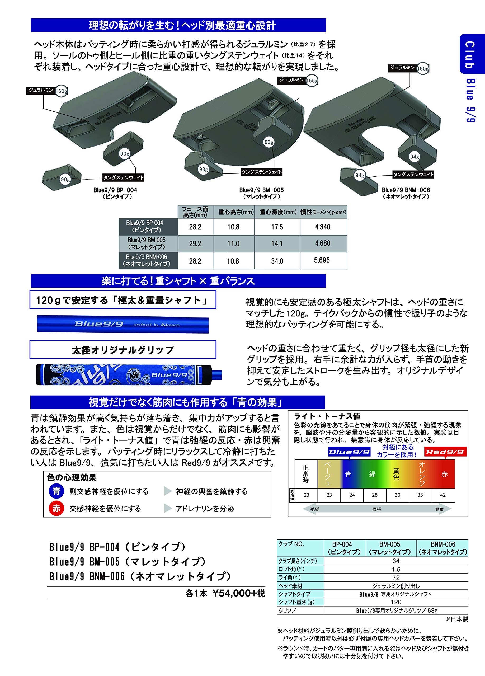 キャスコ パター(マレットタイプ) Blue9/9 BM-005 34インチ