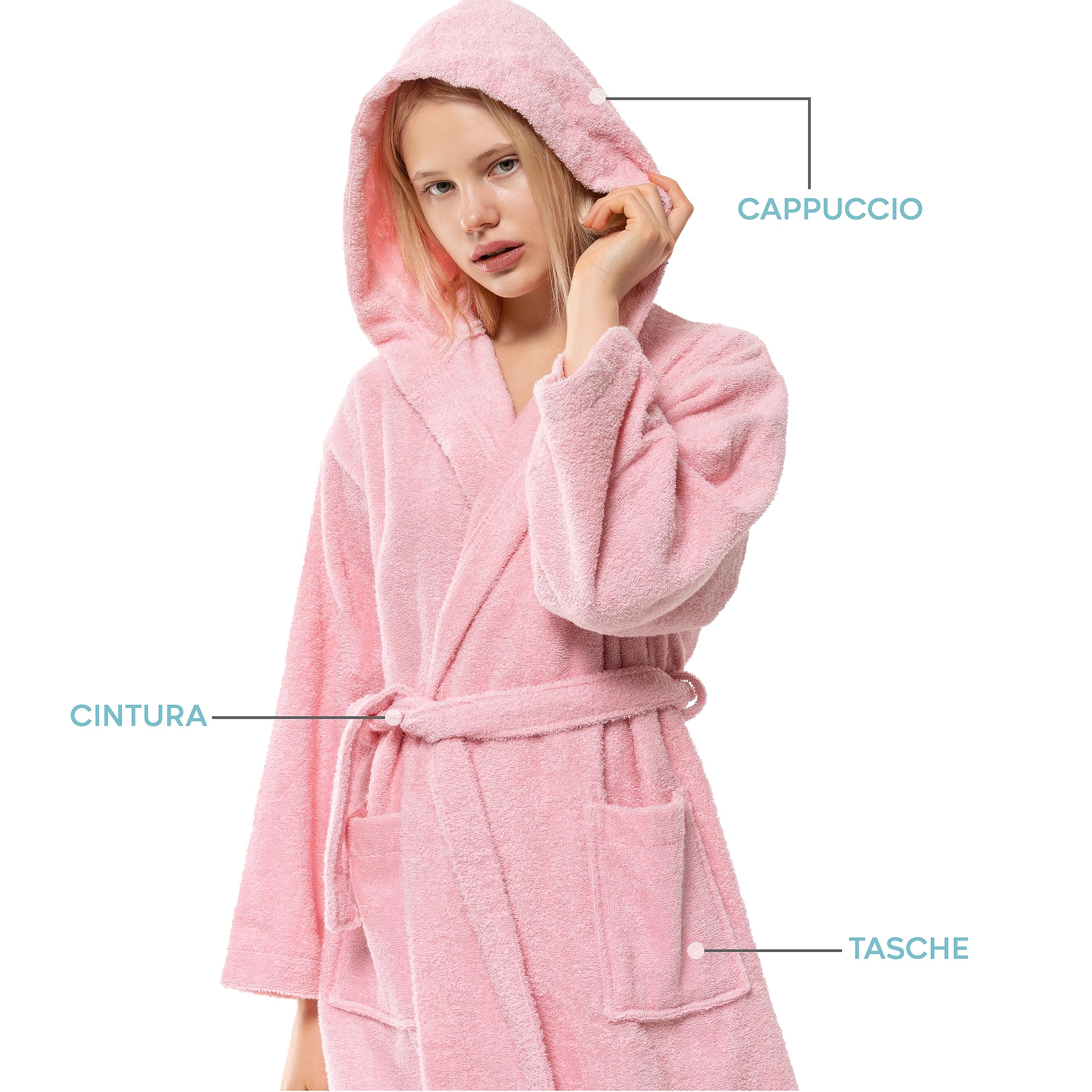Twinzen Accappatoio Bambino Adolescenti con Cappuccio, 100% Cotone OekoTex, Accappatoio Ragazzo Ragazza - Tessuto Spugna Accappatoio da Bagno Ultra Morbido e Assorbente