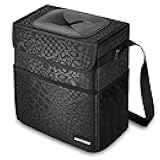 Cute Car Trash Can with Lid – Multipurpose Collapsible Trash Bin for Car, Leak-Proof Organizer, Waterproof Garbage Can with Storage Pockets & Adjustable Straps, 2 Gallons (Black Leopard)