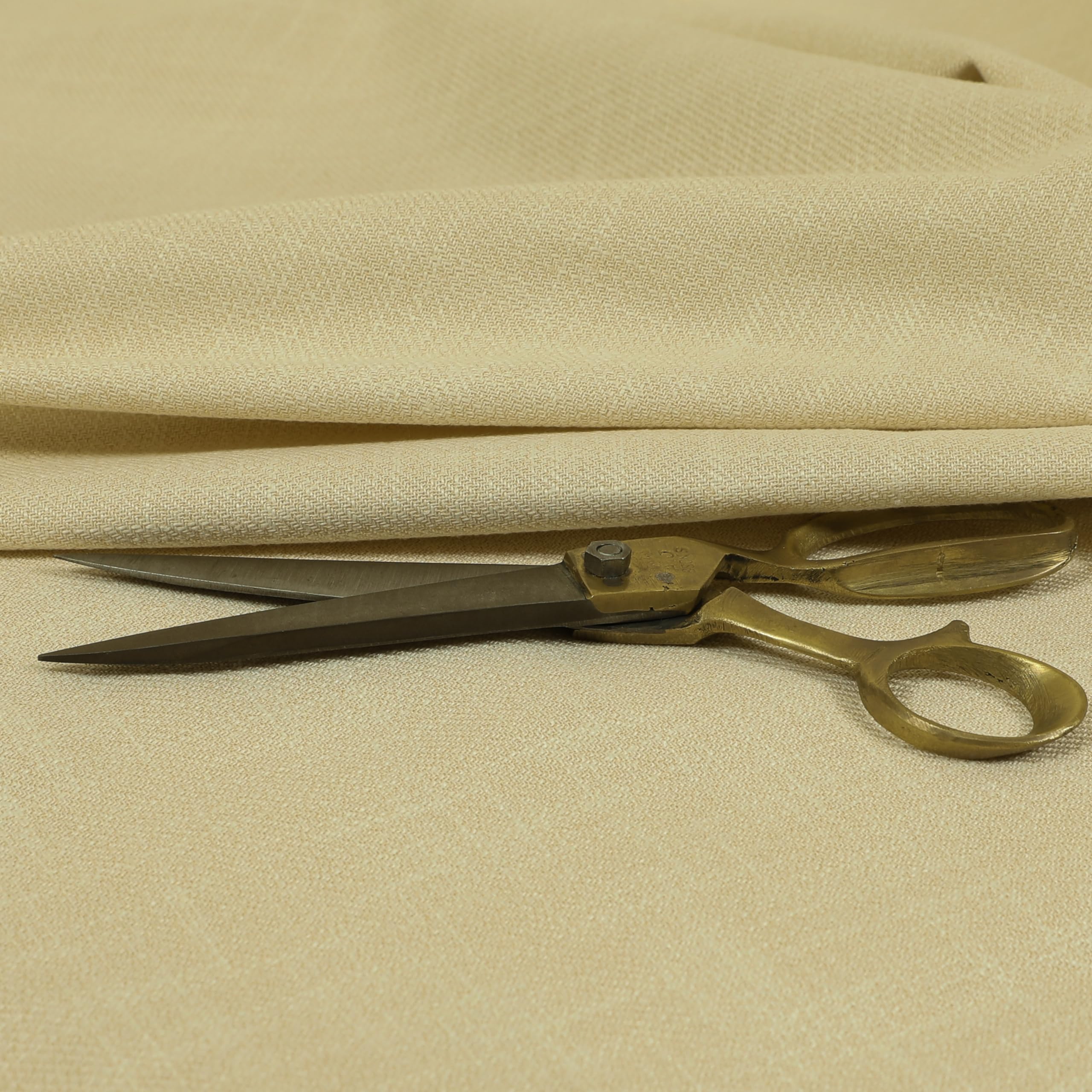 Redbrick Mill Fabrics Flame Retardant Textured Ribbed Weave Quality Chenille Material in Beige Colour Upholstery Curtain Fabric (Per Metre)