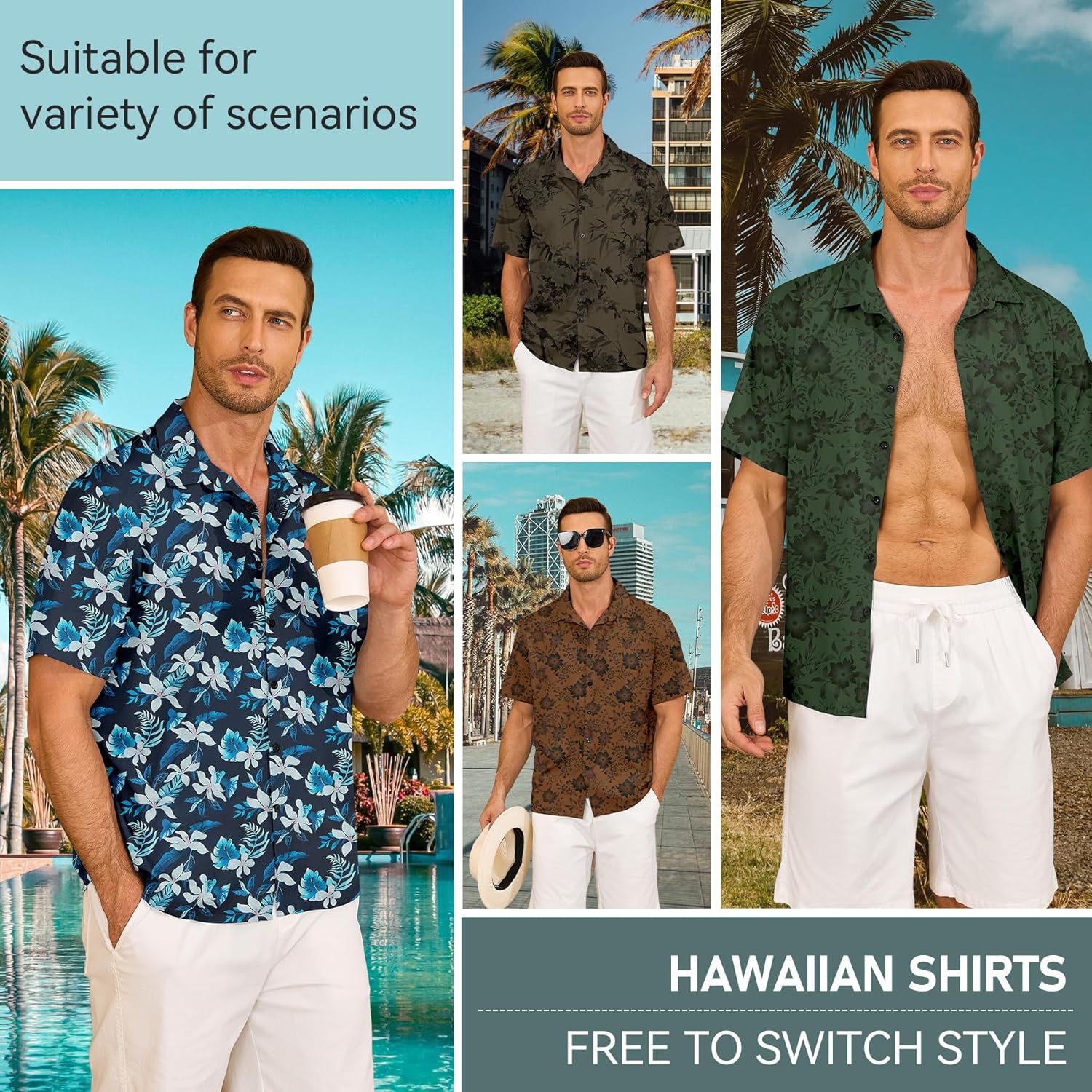 Zando Breathable Hawaiian Shirt for Men - Lightweight Retro Tropical Floral Short Sleeve Aloha Outfits Top for Holiday - Image 4