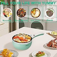 Vista 6 de Dezin Cocina eléctrica mejorada, sartén antiadherente, mini olla eléctrica para fondue de 1.5 litros para queso, salteado, asado, vapor con ajuste
