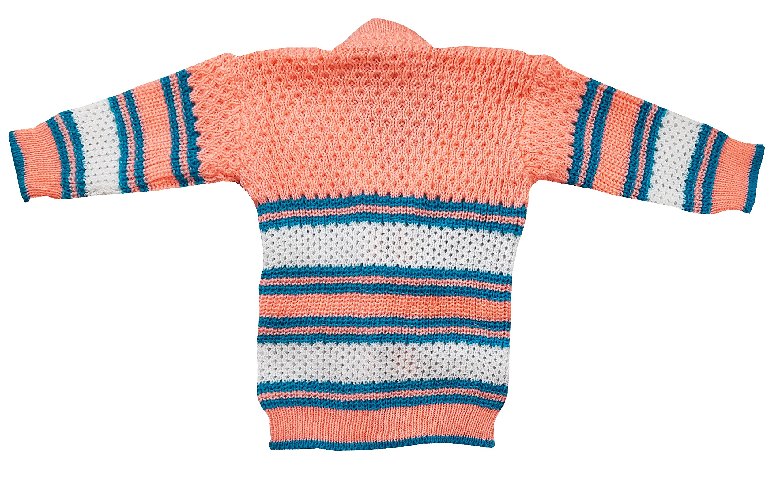 little PANDA Born Baby Sweater for Baby Boys & Baby Girls Woollen Full Sleeves, V Neck Sweater Top, Bottom, Cap & Booties Set (0-3 Months) (Peach) - Image 5 thumbnail