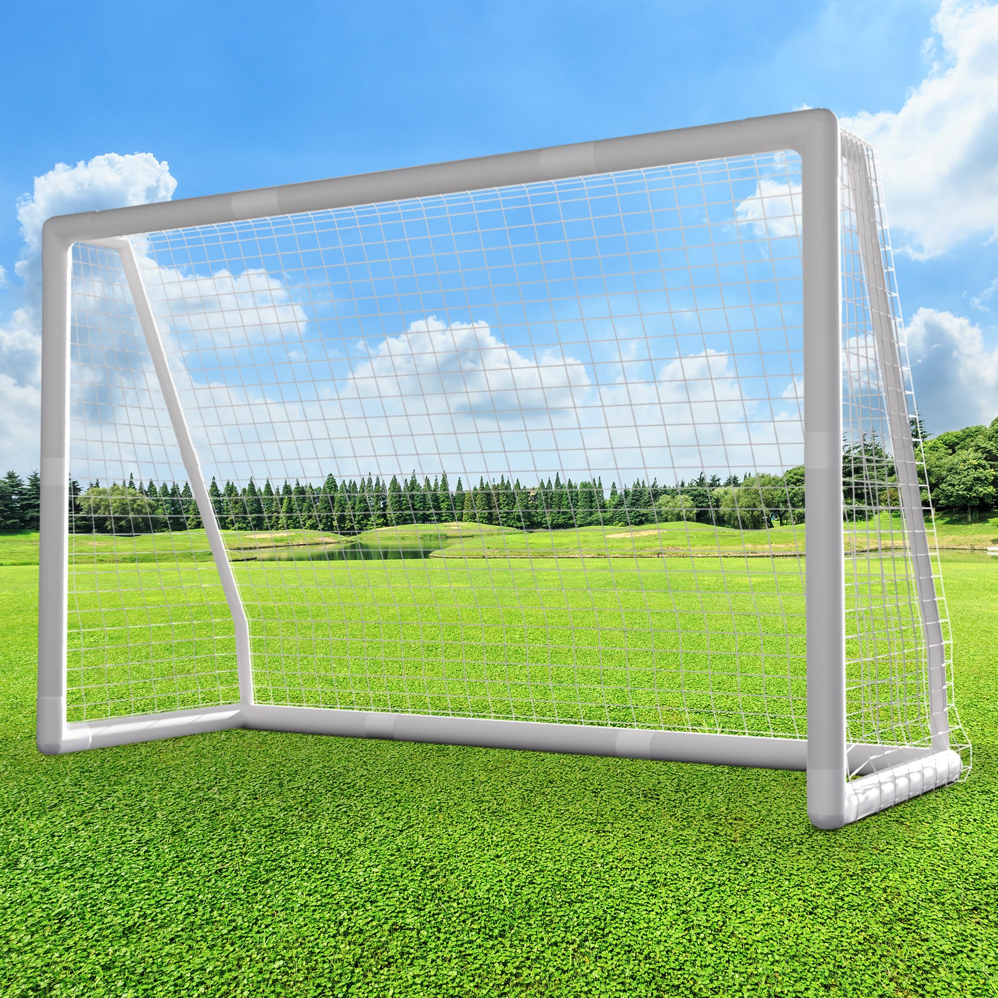 RengueSoccer Goal, 8x5ft Backyard Soccer Goal, Weatherproof PVC Soccer Goals, Full Size Soccer Goal, Youth Training Soccer Net Set with High-Strength Nets, Ground Stakes and Carry Bag