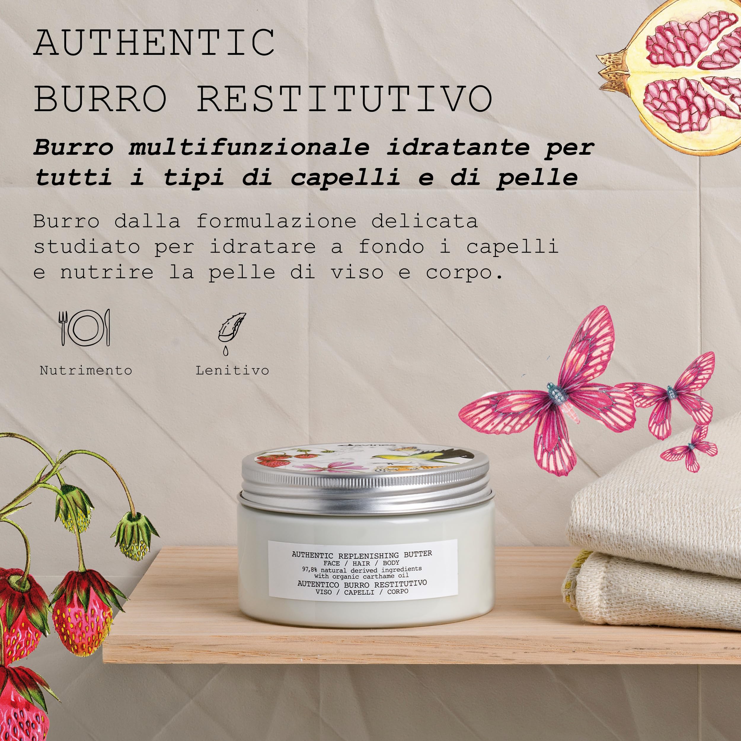 Davines AUTHENTIC FORMULAS - Burro restitutivo multifunzionale - Per viso, capelli e corpo - 230 ml