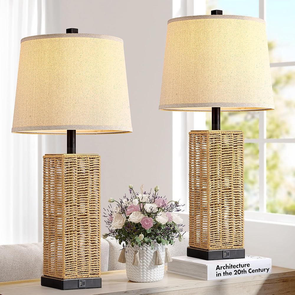 12/mo Finance Boho Table Lamps for Bedrooms Set of 2, Touch Lamps