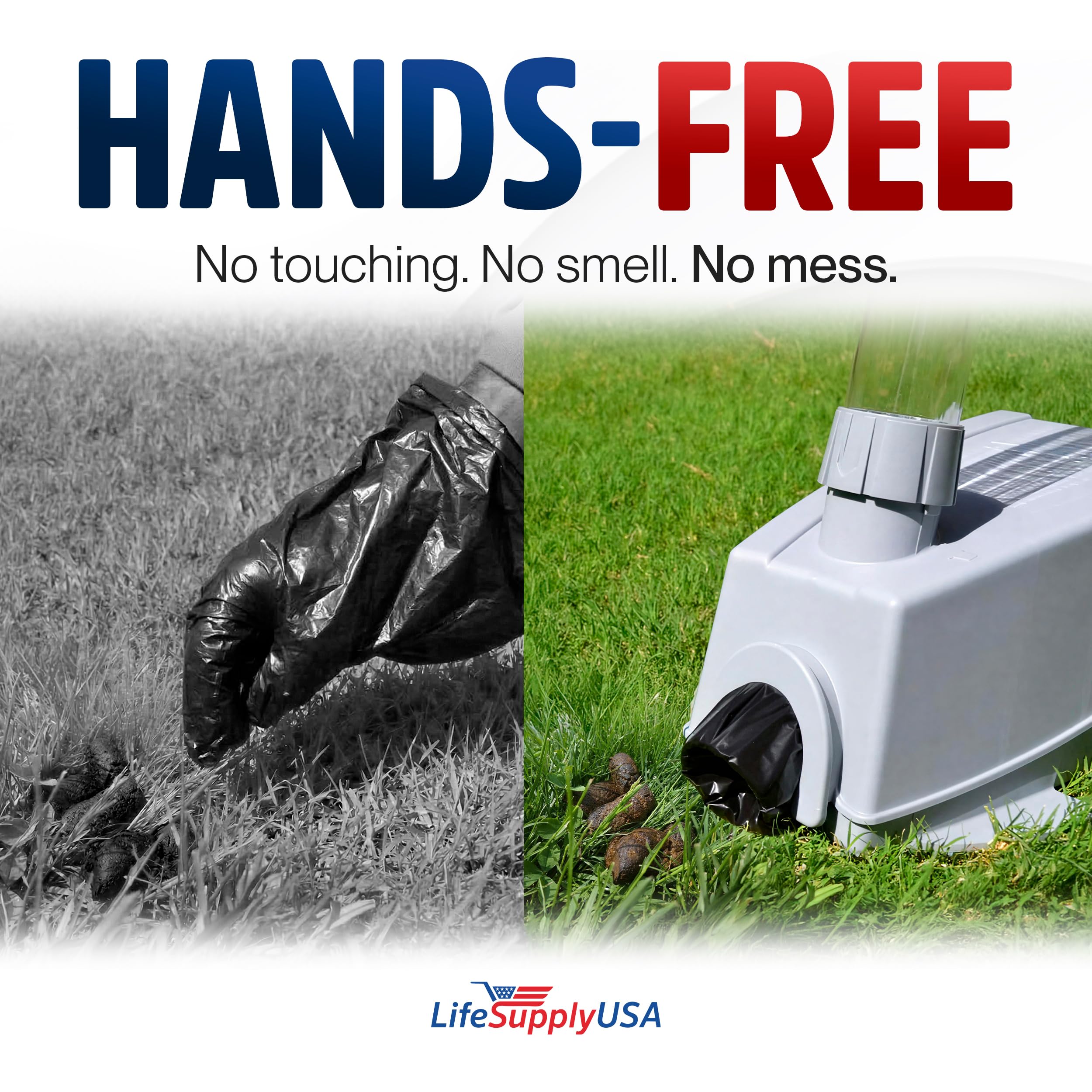 LifeSupplyUSA Recogedor de excrementos de mascotas al vacío para perros, pala eléctrica portátil para limpieza de patio y paseos, recogedor de excrementos de mano sin contacto