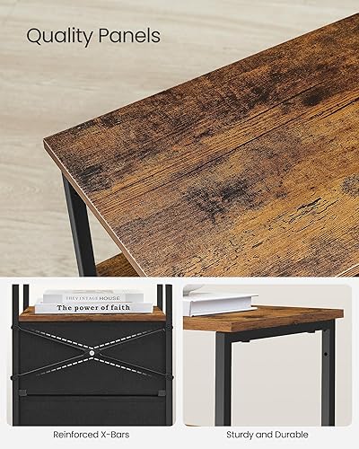 Miniatura 6 de VASAGLE Juego de 2 mesitas de noche, mesas auxiliares con 2 cajones de tela, mesas auxiliares de 24 pulgadas de alto con estante de almacenamiento,