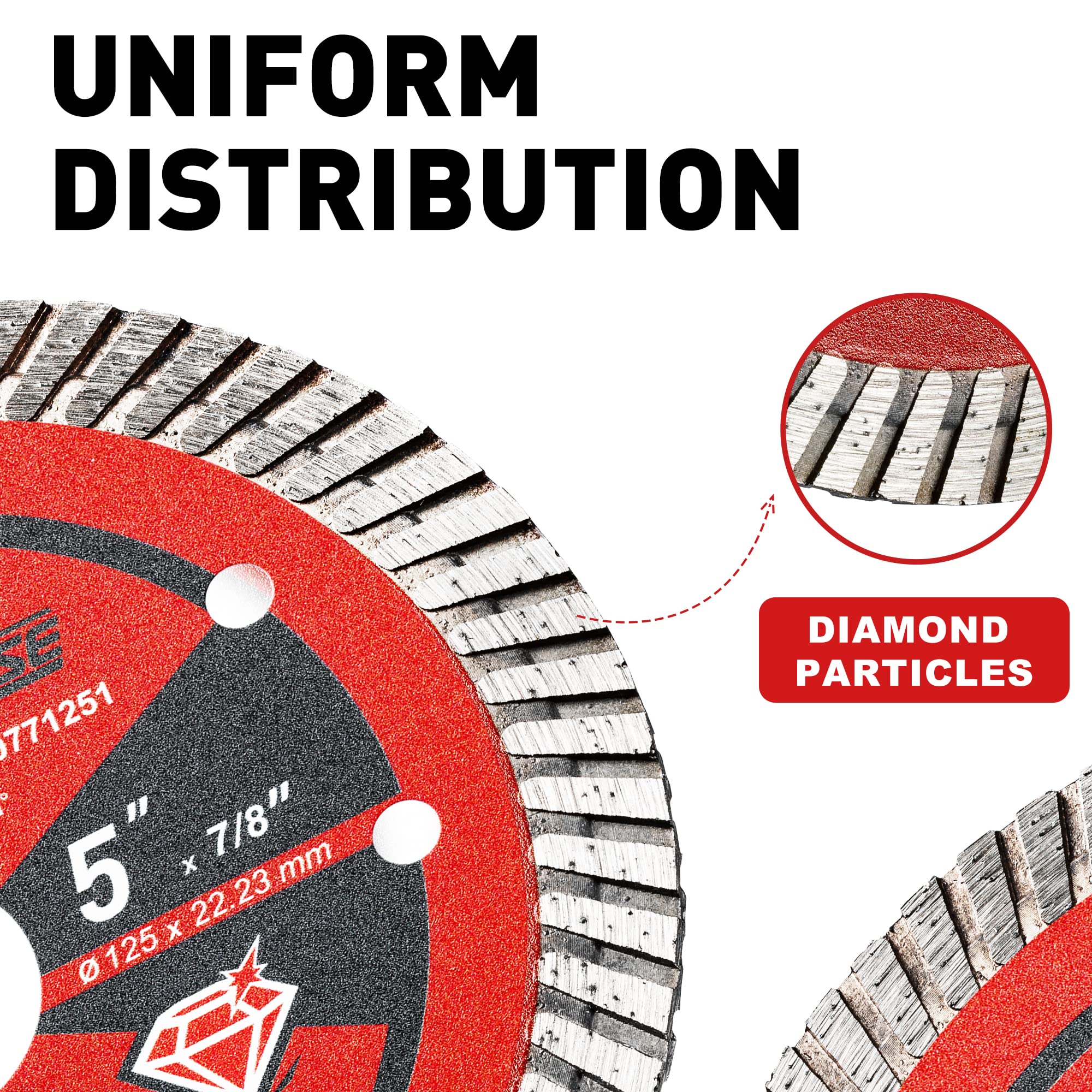 Diamentowe tarcze tnące - EZARC 125 mm Turbo diamentowe ostrza do szlifierki kątowej, szybkie gładkie cięcie granitu, marmuru, betonu, cegły (2-pak)