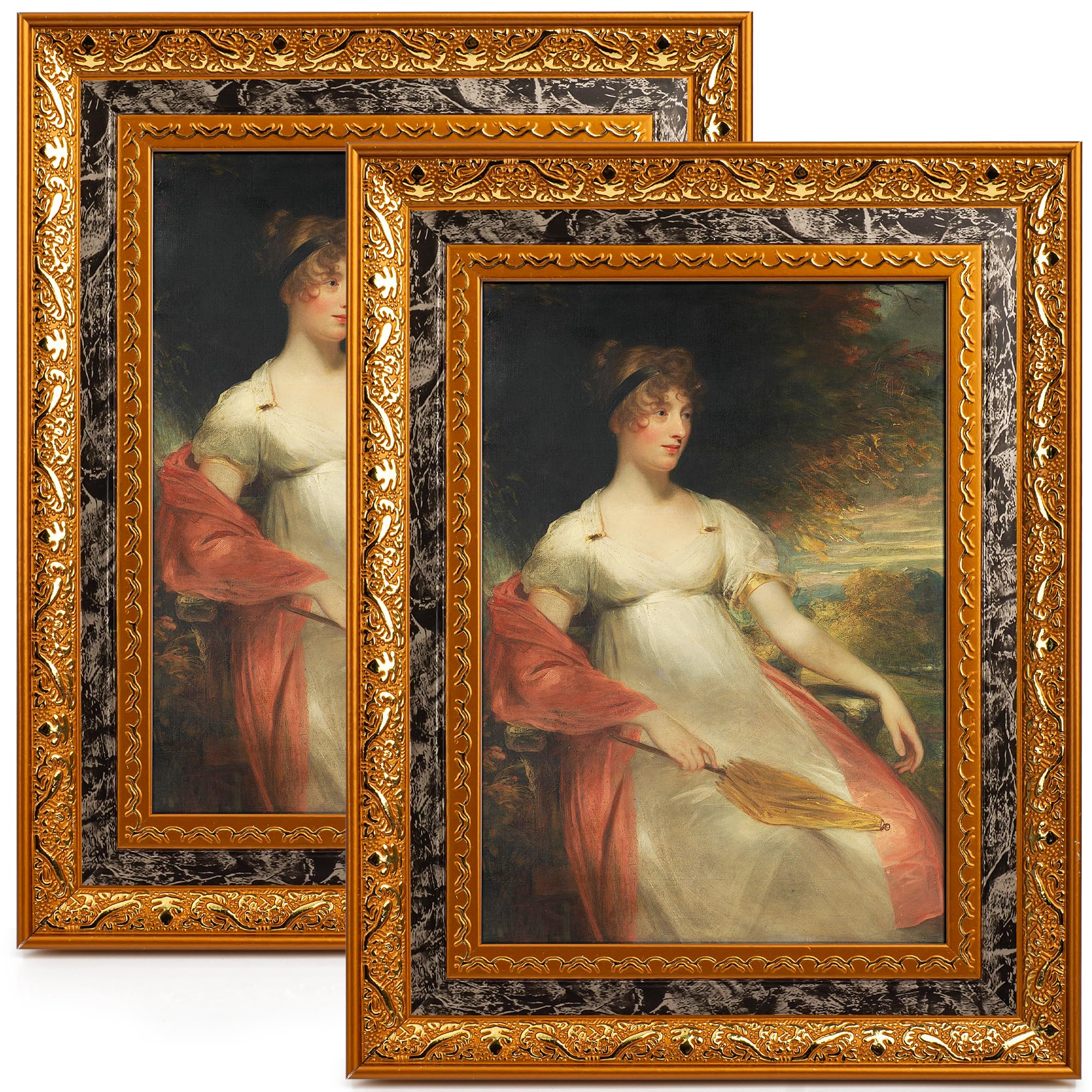 5x7 Picture Frames (2 Pack, Gold) Retro Designed Photo Frame Classic Simple Home Office Decor