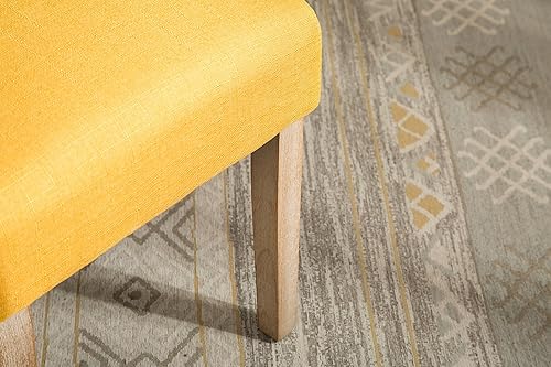 Miniatura 5 de Roundhill Furniture Habit - Silla de comedor Parsons de madera maciza con capitoné, color amarillo, juego de 2,