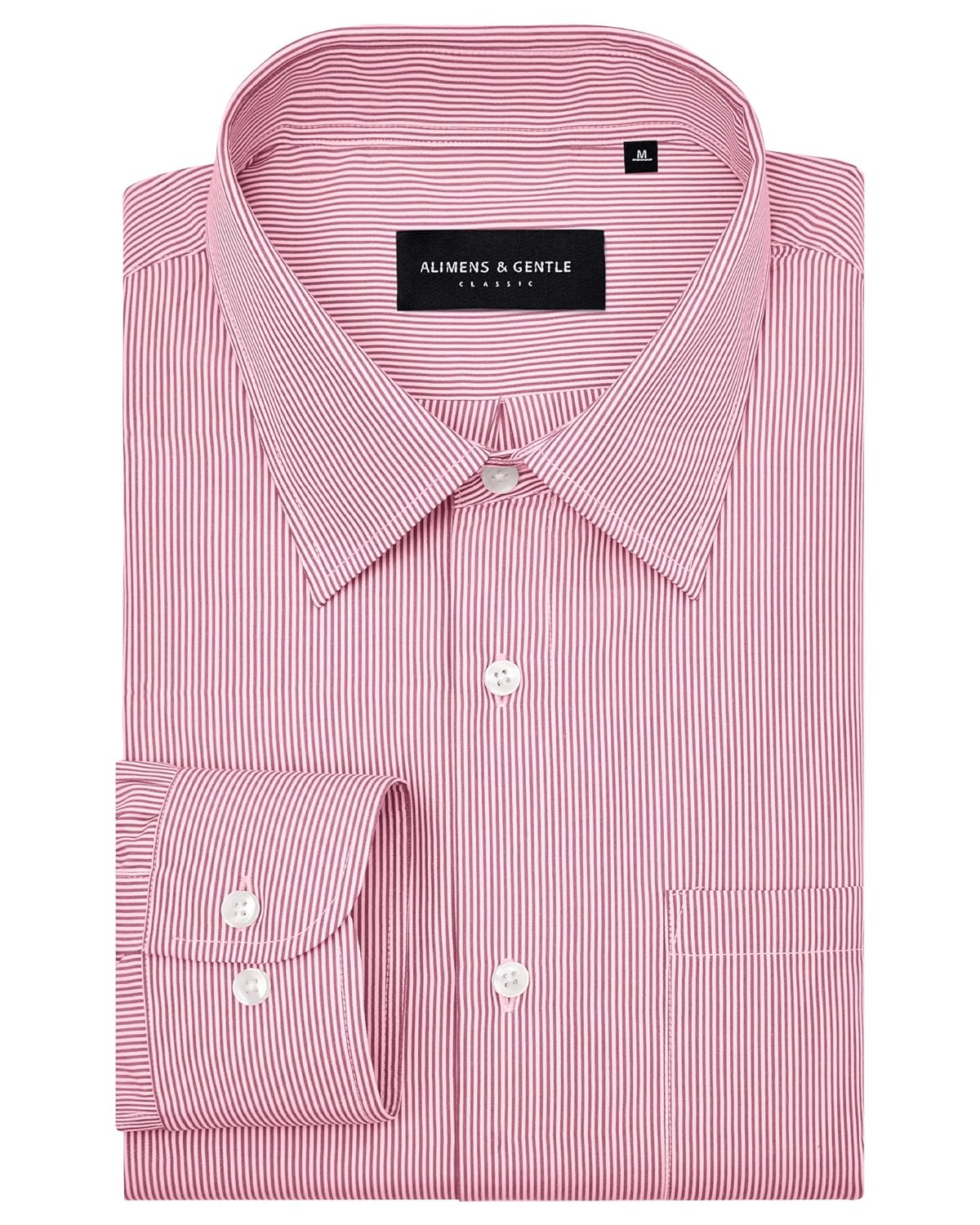 Alimens & Gentle Camisa social masculina listrada de manga longa casual de manga comprida com botões para negócios blusa popelina