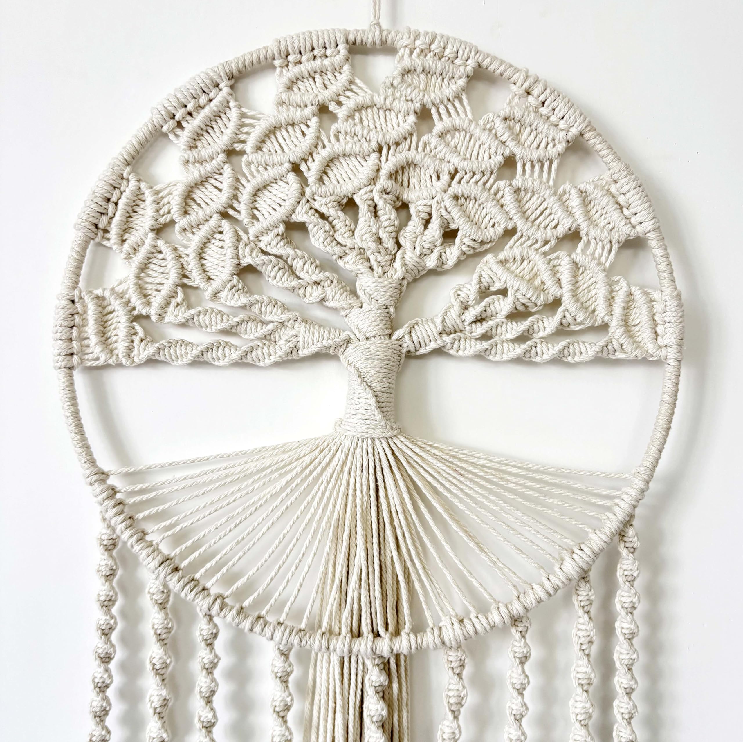 Atrapasueños grande del árbol de la vida, macramé para colgar en la pared, bohemio, hecho a mano, tejido, decoración de pared para adultos, niños, niñas, dormitorio, boda, fiesta, regalo de bendición