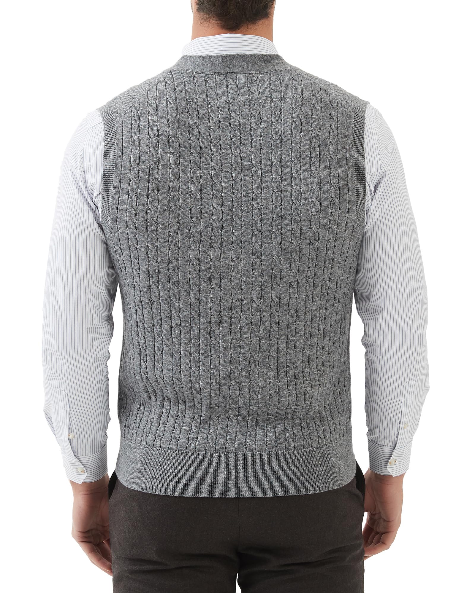 Kallspin Cardigan Homme en Mélange de Laine sans Manches et Col en V Tricoté avec des Boutons