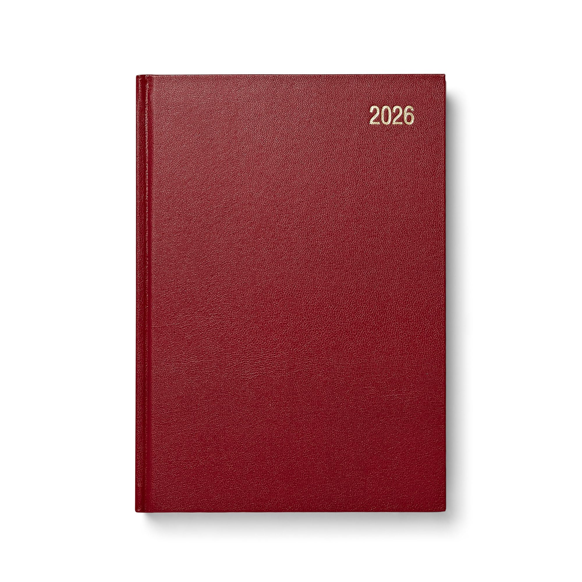 Morgan's Direct 2026 Early Edition A5 Diary Day Per Page | Hard Backed for Home and Office Use Desk Diary | Burgundy