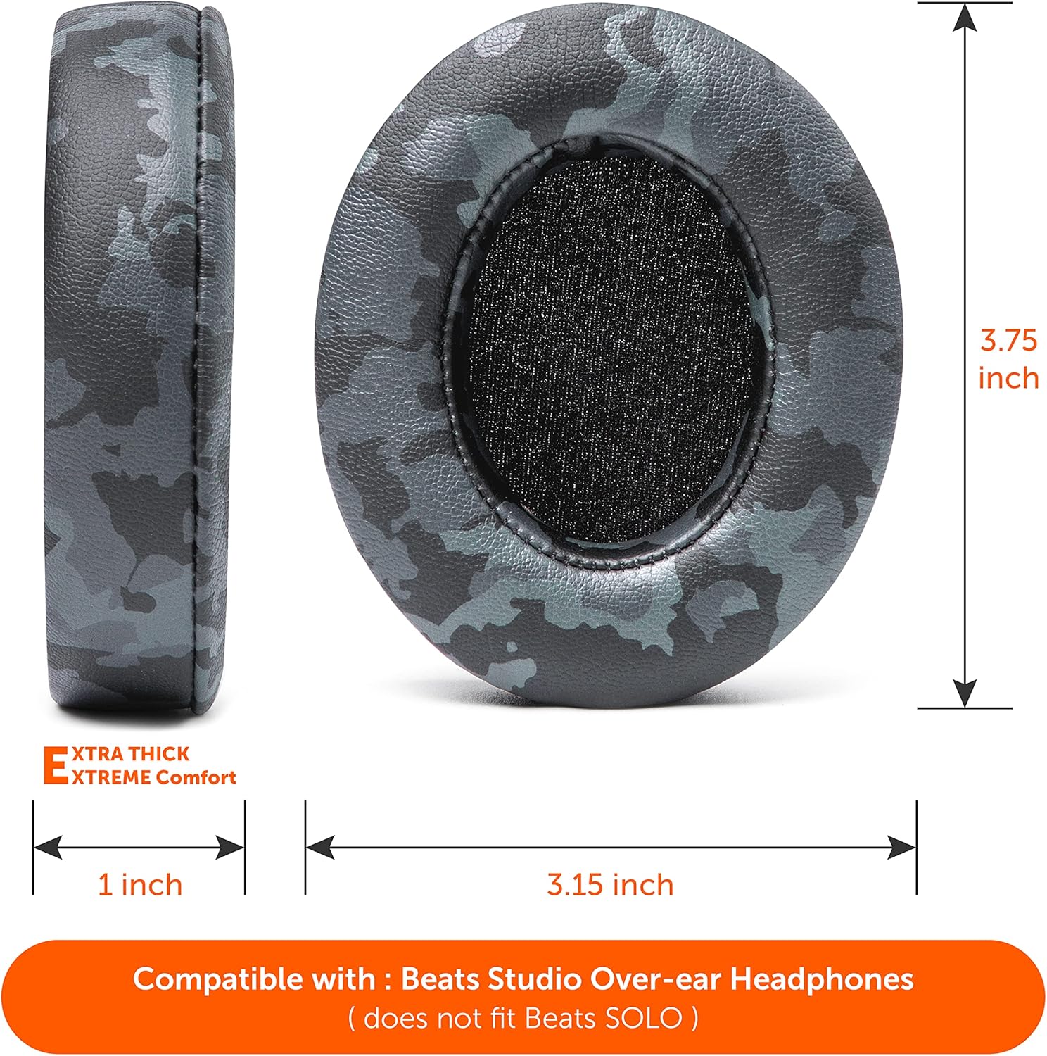 WC Wicked Cushions Replacement Ear Pads for Beats Studio 2 & 3 (B0501, B0500) Wired & Wireless | Does NOT Fit Beats Solo | Softer PU Leather, Enhanced Foam & Stronger Adhesive | Black Camo