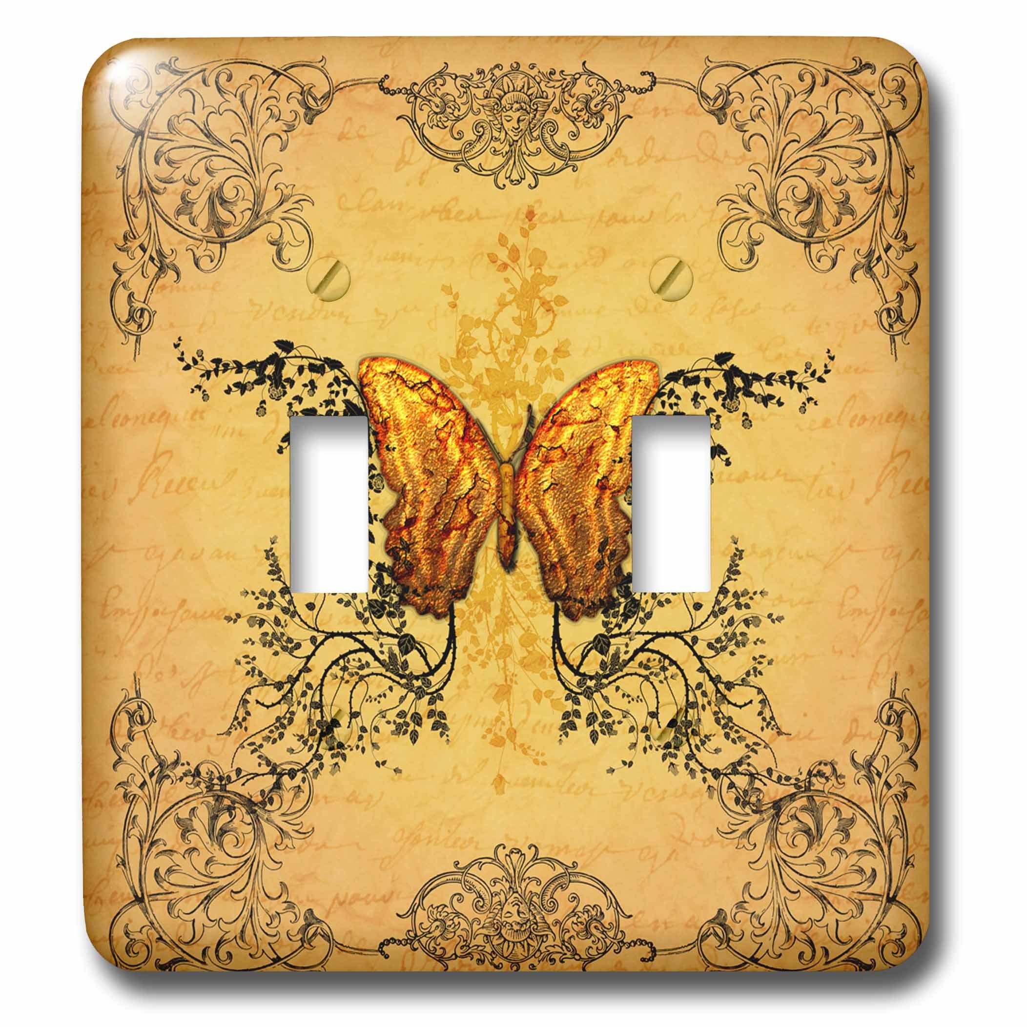Interrupteur double à bascule 3dRose papillons fleurs multicolore lsp_243137_2