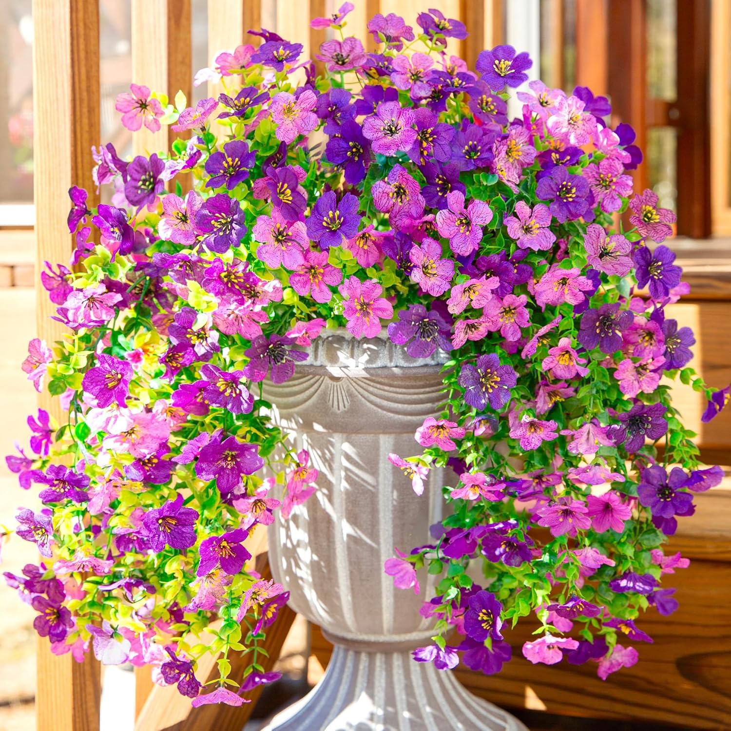 Artificial Faux Hanging Flowers Plants for Spring Outdoor Outside Decoration, 2 PCS Fake Silk Daisy with Eucalyptus UV Resistant Realistic Trailing Vines for Balcony Patio Porch (Darkpurple+Purple) Artificial Faux Hanging Flowers Plants for Spring Outdoor Outside Decoration, 2 PCS Fake Silk Daisy with Eucalyptus UV Resistant Realistic Trailing Vines for Balcony Patio Porch (Darkpurple+Purple)