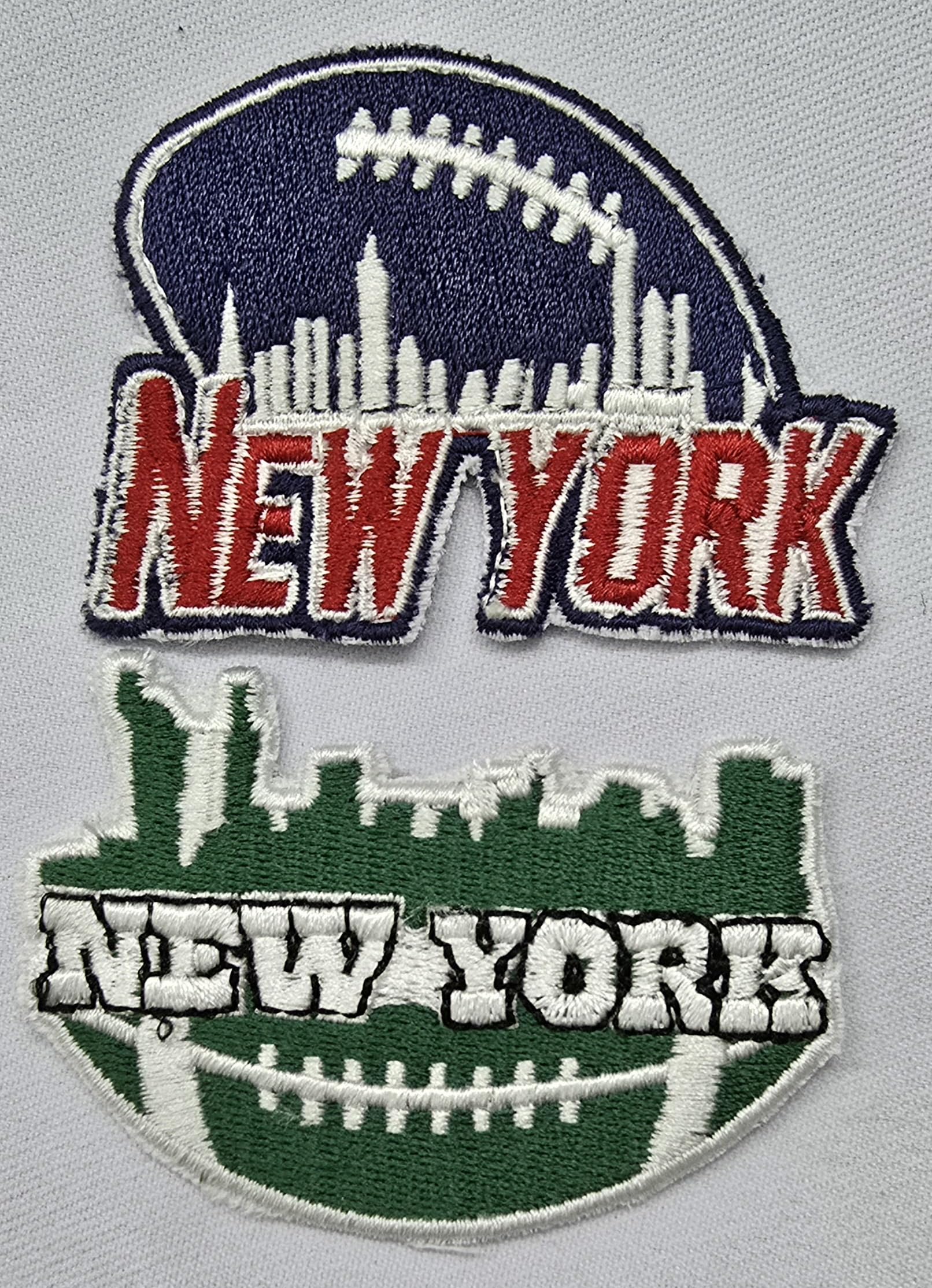2 Pcs New York Rugy Shape Green Blue 2.55 Inch Iron on sew on Embroidered Patches Set