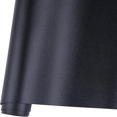 Miniatura 1 de Ramya 1 rollo de hojas de piel sintética de color liso negro liso de 14 x 53 pulgadas, la piel sintética es ideal para proyectos de manualidades