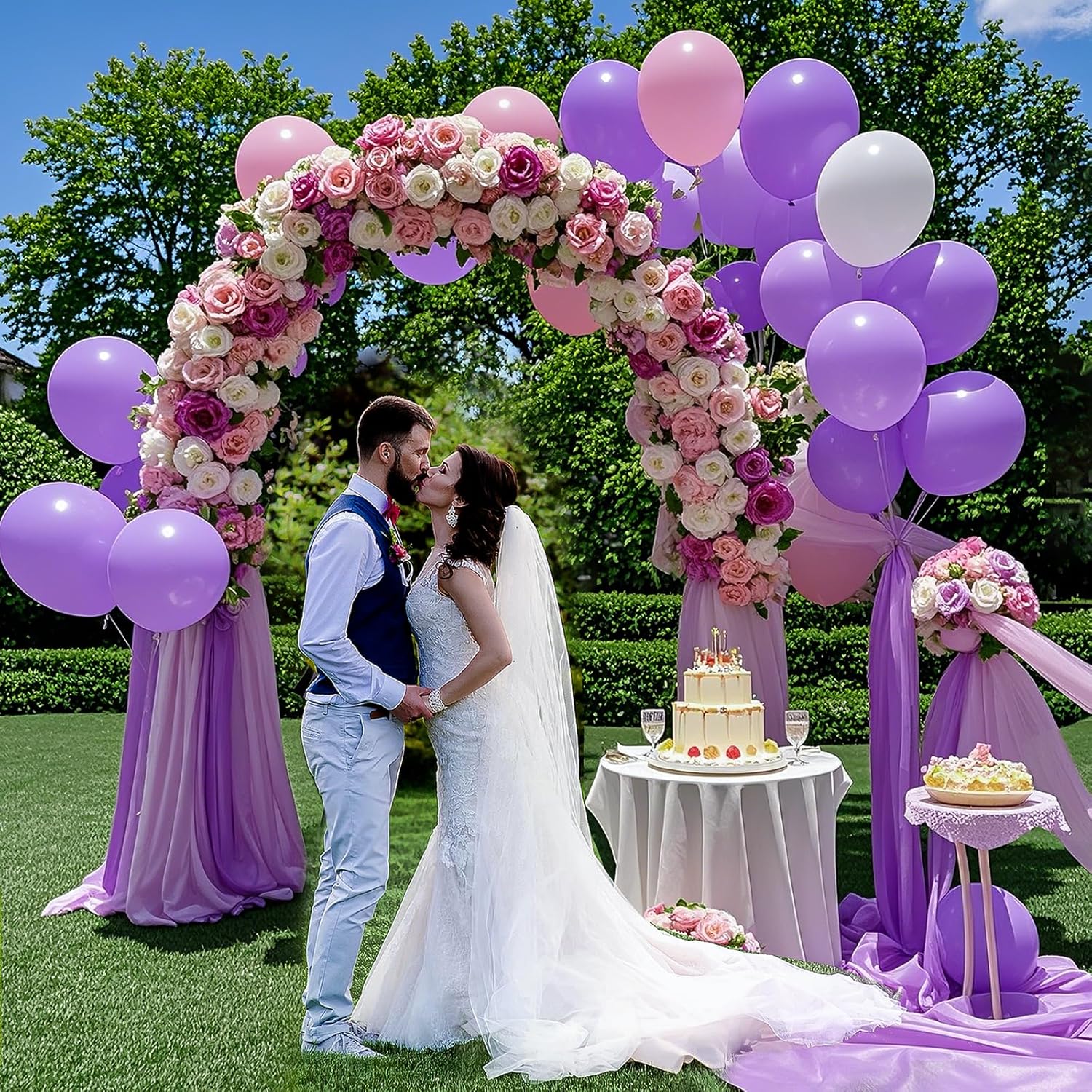 Purple Halloween Balloons, Latex Party Balloons with Ribbons, 100 Pack 12 inch Round Helium Balloons for Purple Wedding,Graduation,Birthday,Halloween Party Decorations and Spooky Party