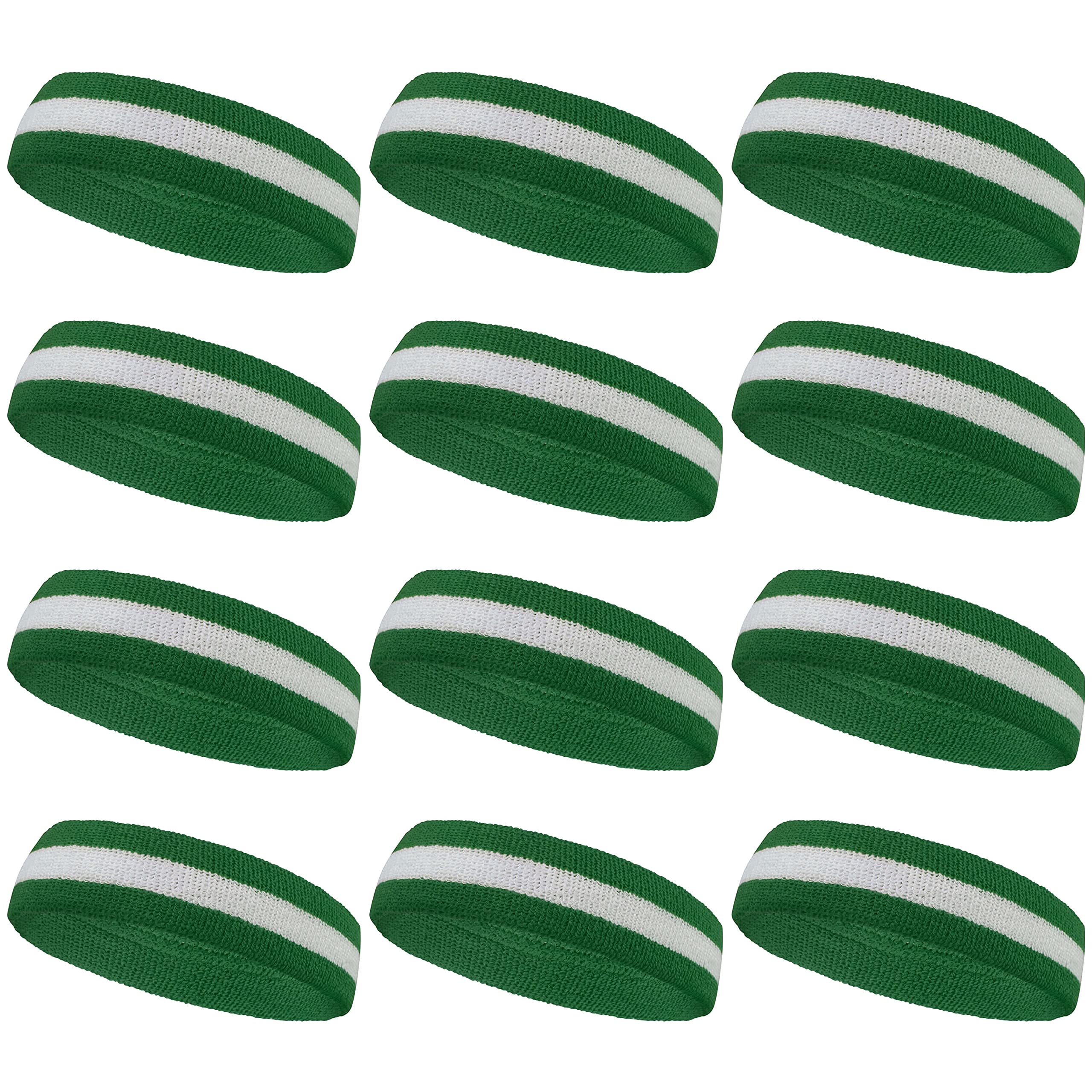 COUVER Stripe Sweat Headbands for Workout, Event, Party Favor, Regular, 12PCS Bulk Set