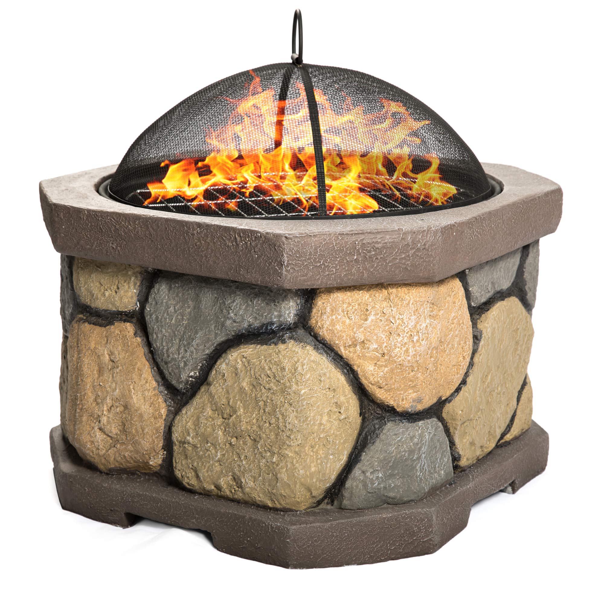 Homeology BOGOTA Bold Garden & Patio Heater Fire Pit Brazier and Barbecue with Eco-Stone Finish