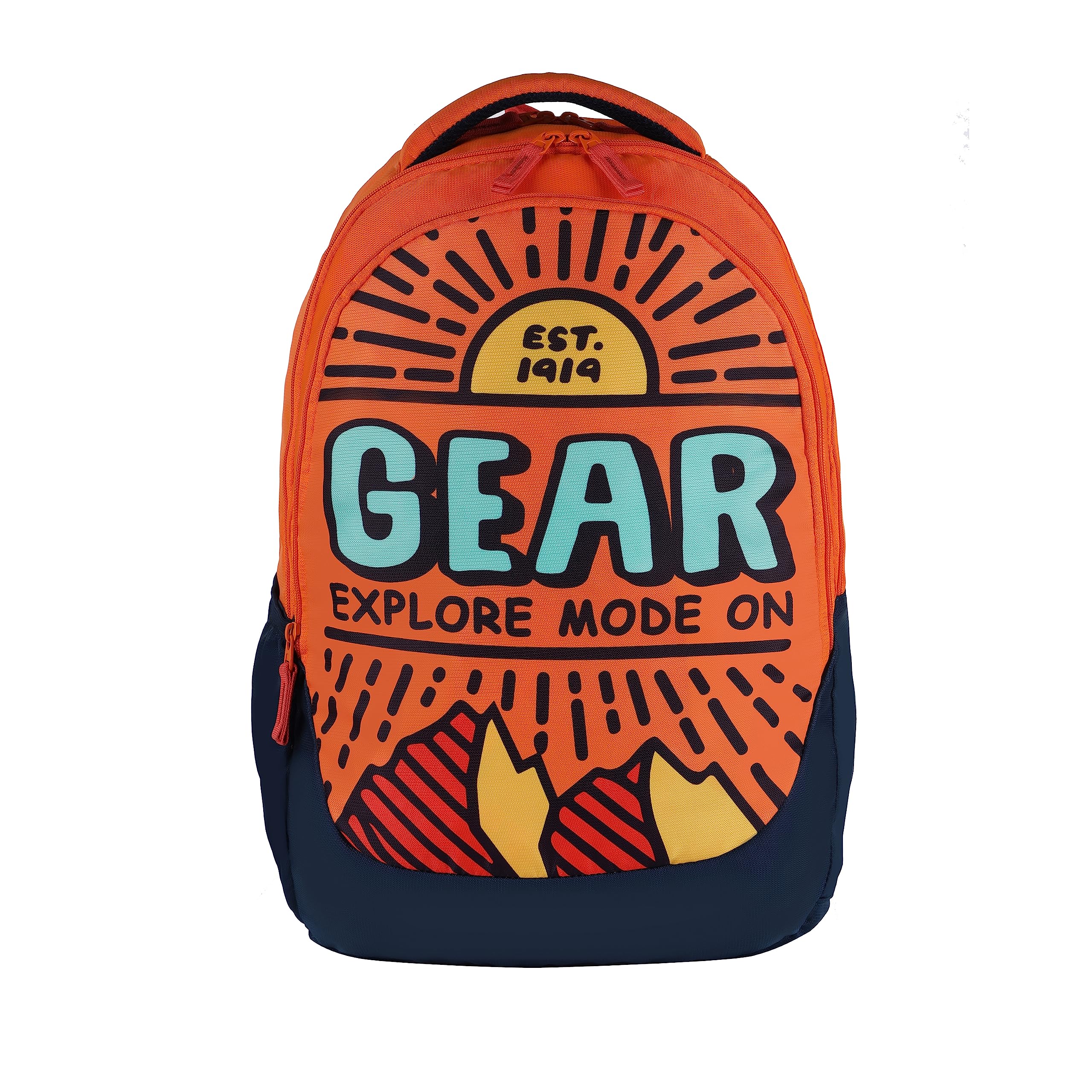 Gear Sunshine Ridge 35 L Water Resistant School Bag/Casual 3 Compartment Backpack/Daypack/Travel Standard Backpack/Kids Bag/College Bag For Boys/Girls/Men/Women (Orange-Teal)