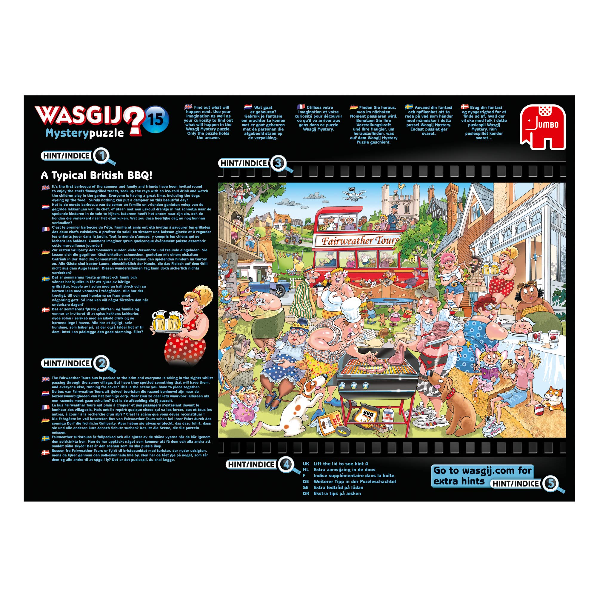Jumbo Spiele GmbH JUM19163 Mystery 15 A Typical British BBQ Puzzle, Multi, 68x49cm