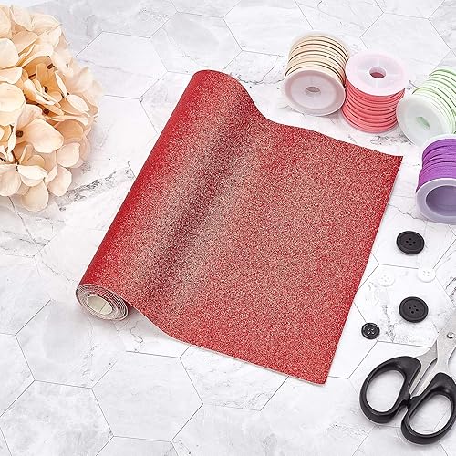 Miniatura 4 de GORGECRAFT Hojas de cuero con purpurina de 53 x 8.3 pulgadas, de piel sintética brillante, tela gruesa con purpurina para lazos para el cabello,