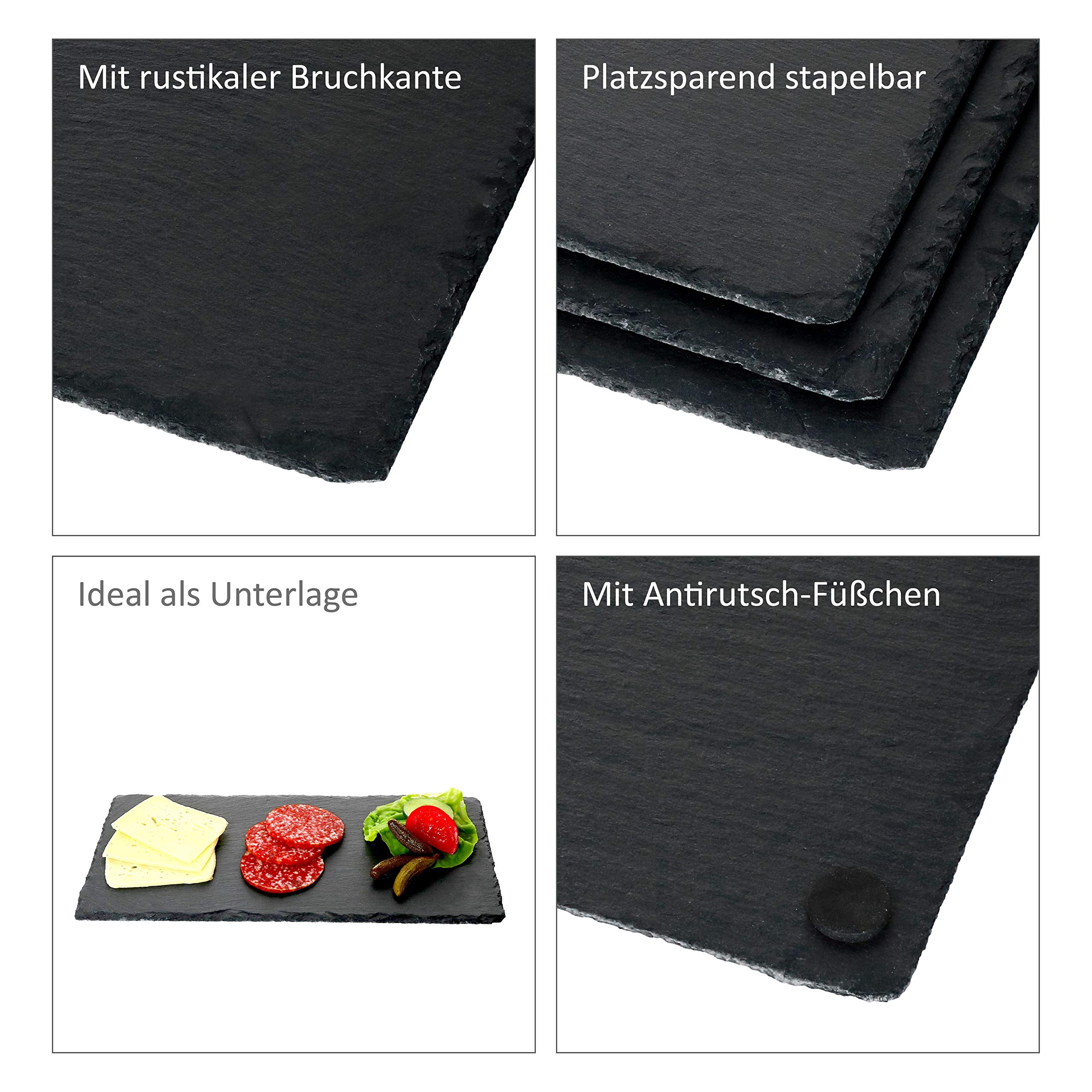 MamboCat Lot de 6 plaques en ardoise Noir 17 x 34 cm