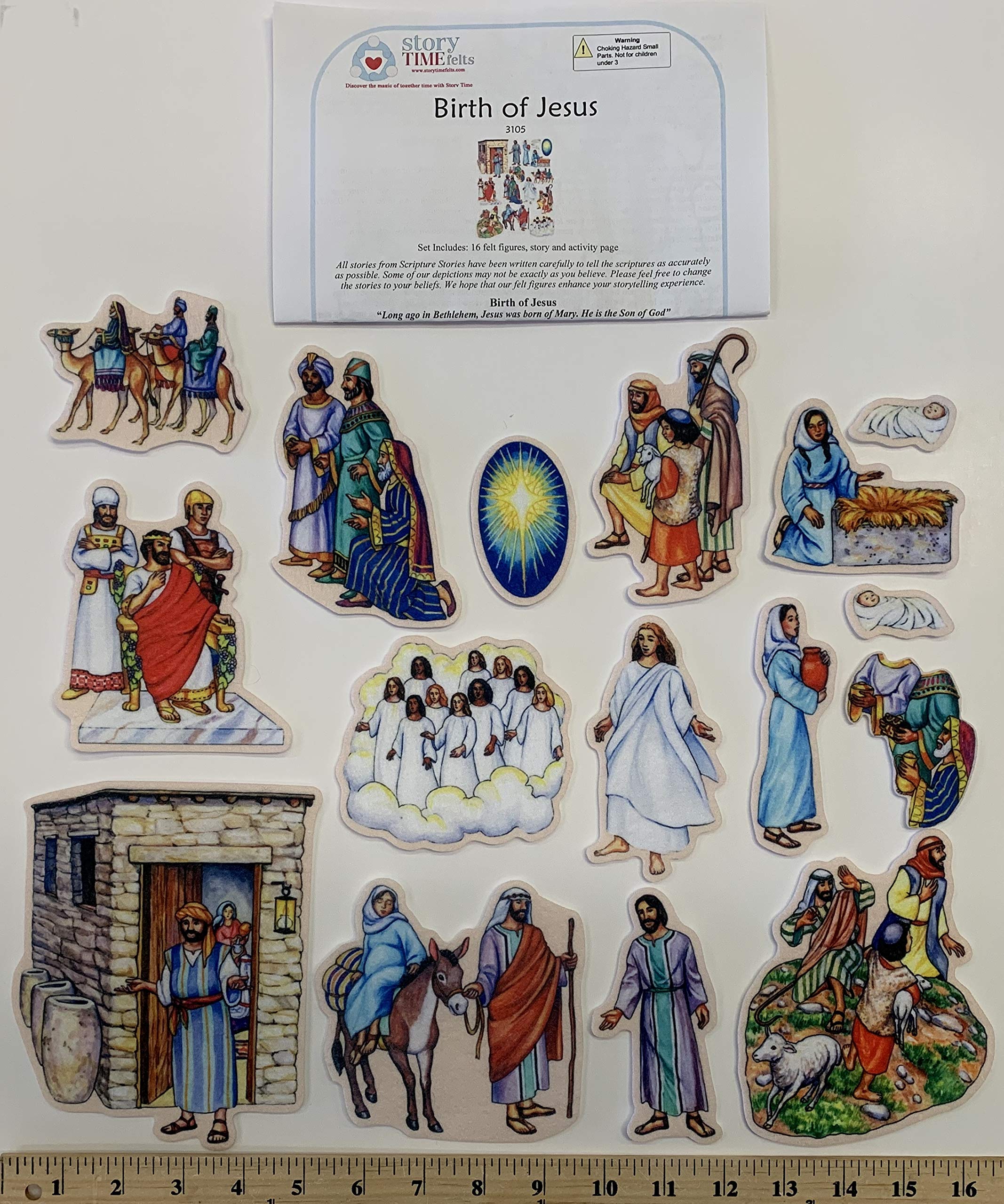 Story Time FeltsBirth of Jesus Toggle Size Figures for Flannel Board Bible Stories-precut