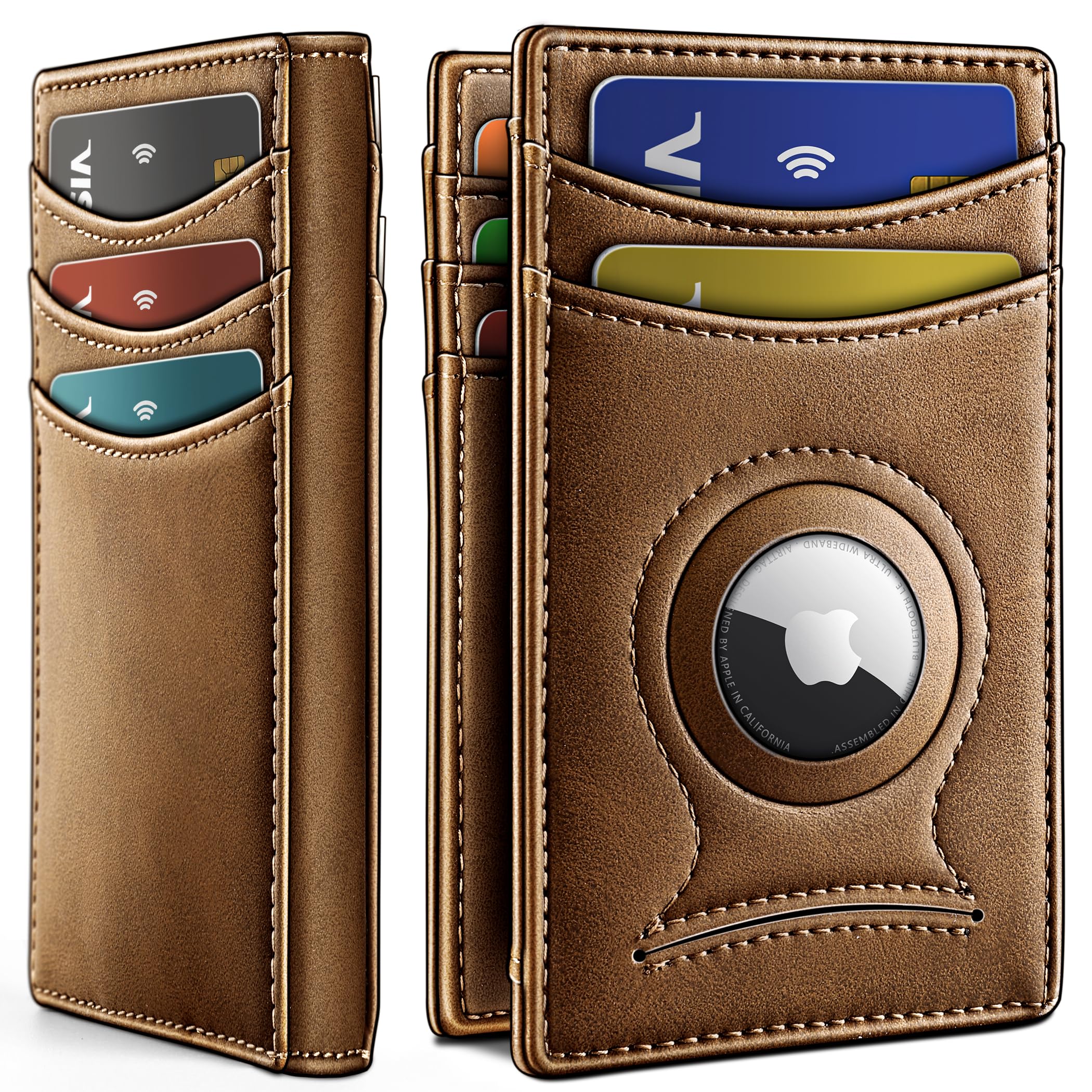 BULLIANT Magnetic Slim Leather Airtag Wallet Money Clip For Men 12Cards