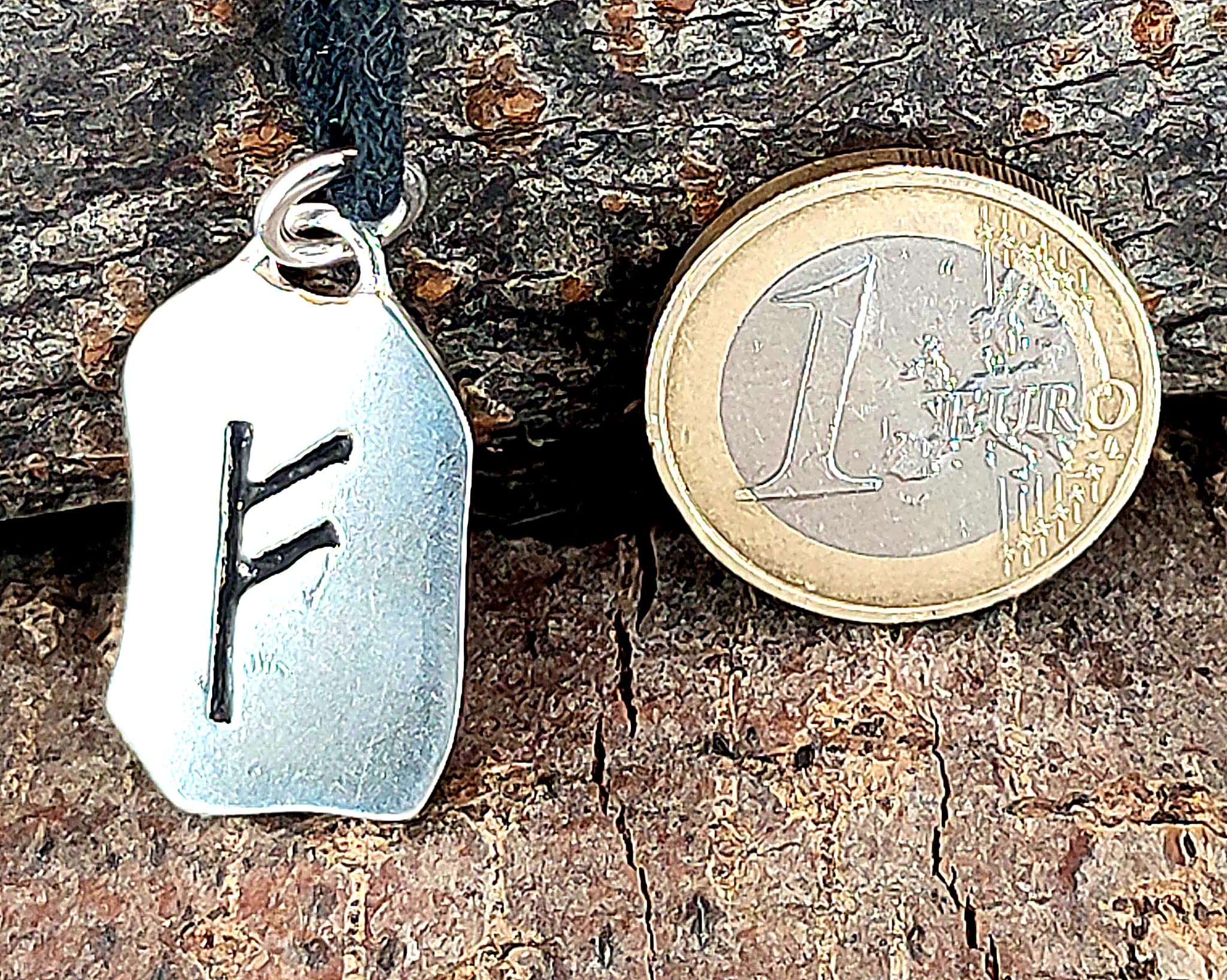 Pendentif rune Fehu en argent sterling 925 N° 299