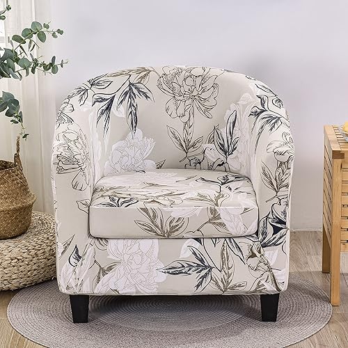 Miniatura 2 de NILUOH Funda para silla de club, 2 piezas, con funda de cojín, funda para silla de barril, protector de muebles para sala de estar, suave,