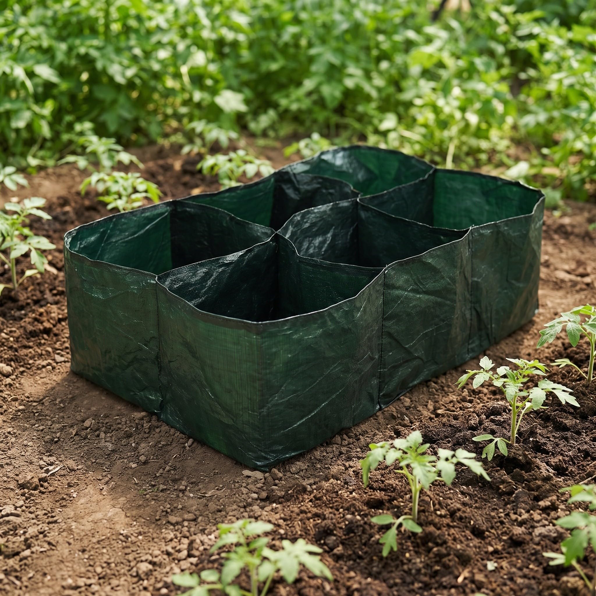 TEHAUX 2 Piezas Bolsa de Cultivo Dividida de Plástico Verde para Tomates y