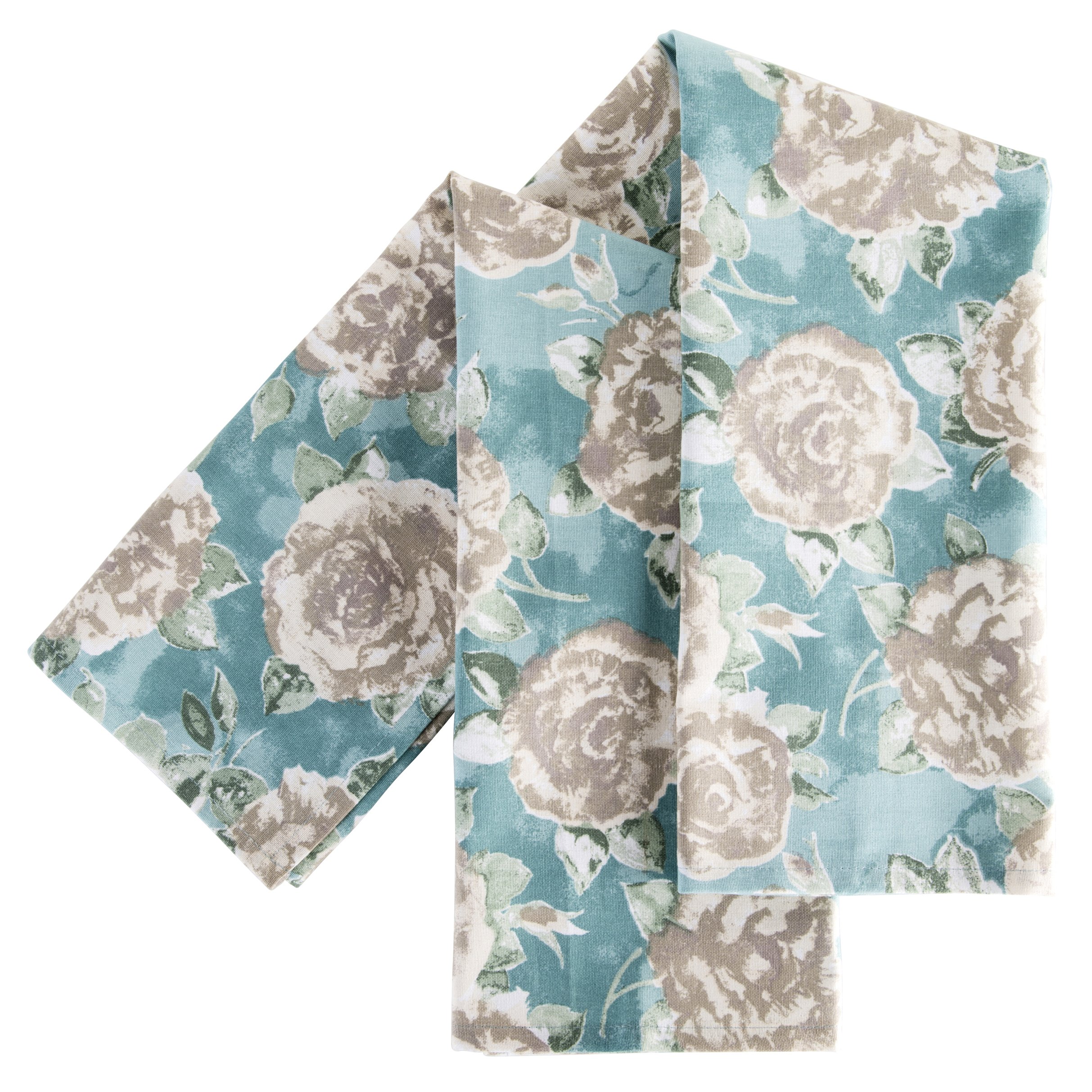 Chiffons Ragged Rose bleu à motif floral en lot de 2 pièces pour la maison