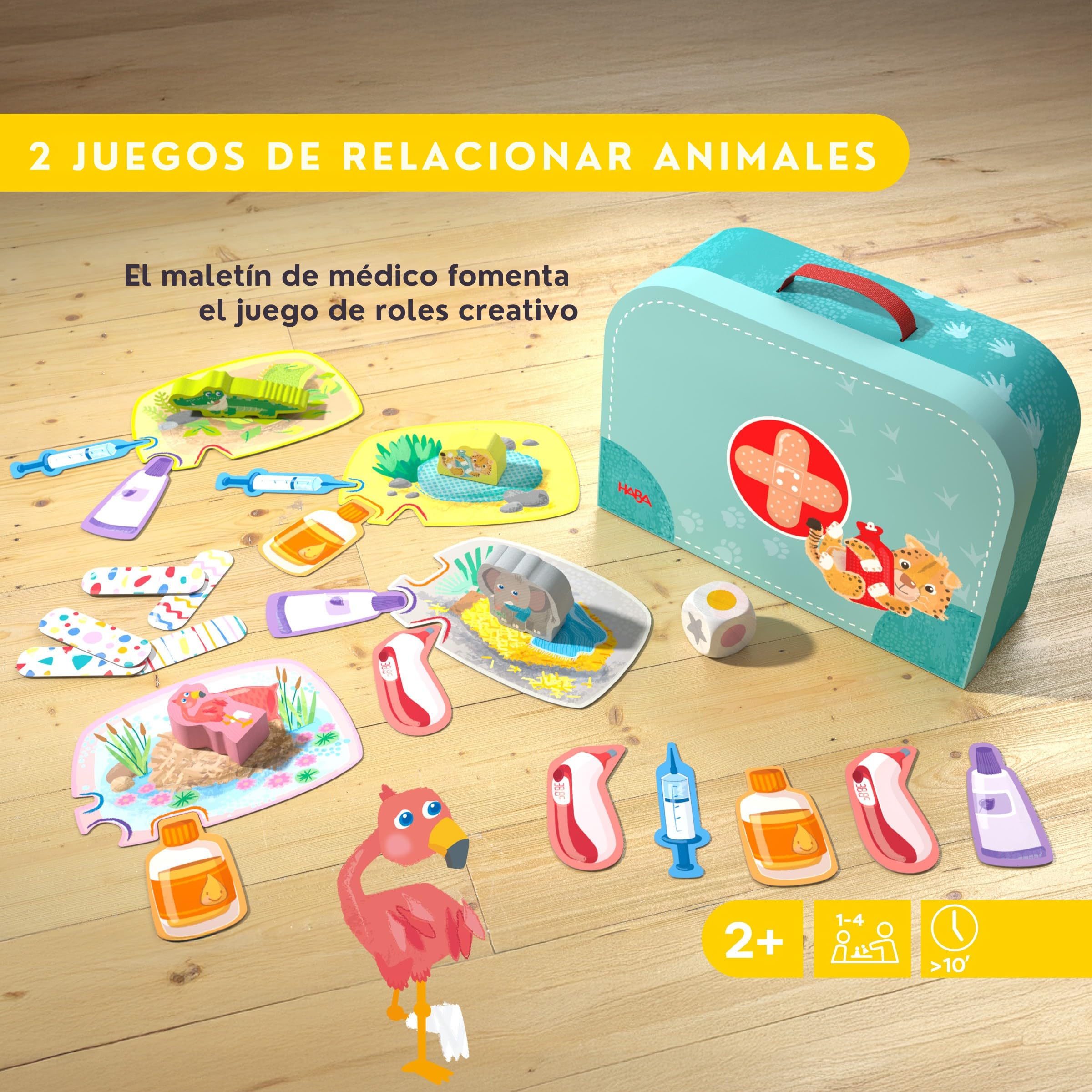 HABA 2011719004 - Mis Primeros Juegos - Hospital Animal, Juego Infantil de Mesa cooperativo y de asignación. Más 2 años