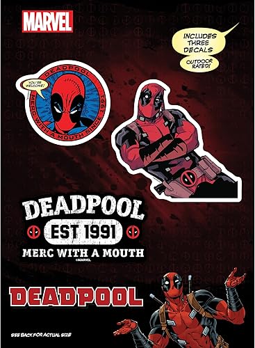 Marvel Deadpool Calcomanías de vinilo – Juego de 3 calcomanías de vinilo Deadpool para automóvil, ventana, camión, parachoques, laptop, vaso, 1991
