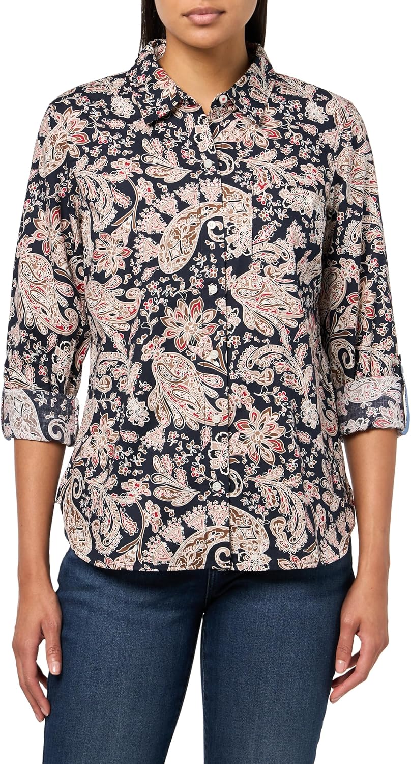 Nautica Womens Button Front Long Sleeve Roll Tab Shirt