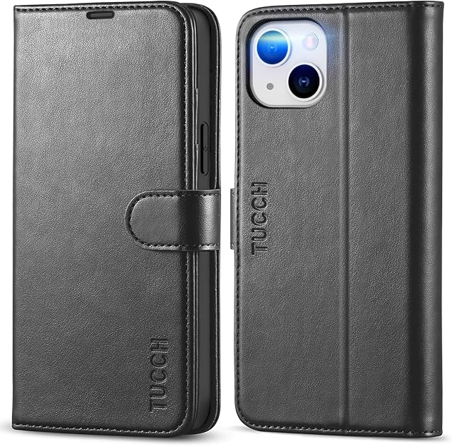 TUCCH Case for iPhone 14 Plus (6.7") 2022 5G, Magnetic PU Leather Wallet Folio Stand Case with [RFID Blocking][Shockproof TPU] Card Holder, Protective Flip Cover Compatible with iPhone 14 Plus, Black
